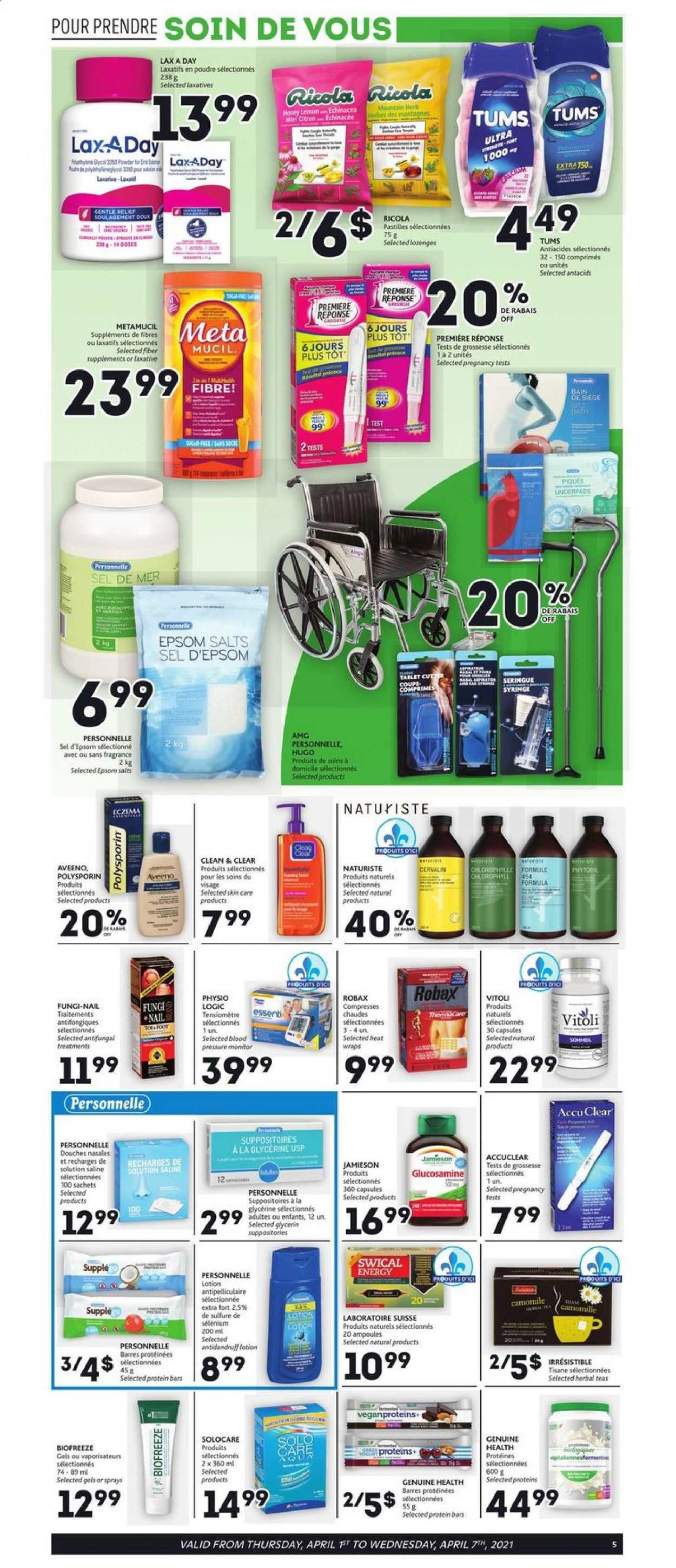 thumbnail - Brunet Flyer - April 01, 2021 - April 07, 2021 - Sales products - Aveeno, Clean & Clear, body lotion, fragrance, glucosamine, laxative, Metamucil. Page 3.