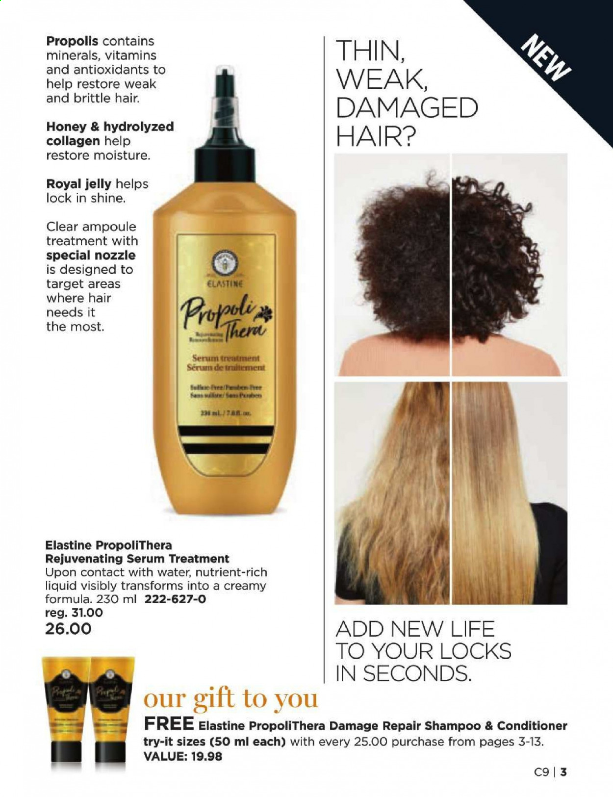 thumbnail - Avon Flyer - Sales products - serum, royal jelly, regenerating serum, conditioner, Target, shampoo. Page 3.