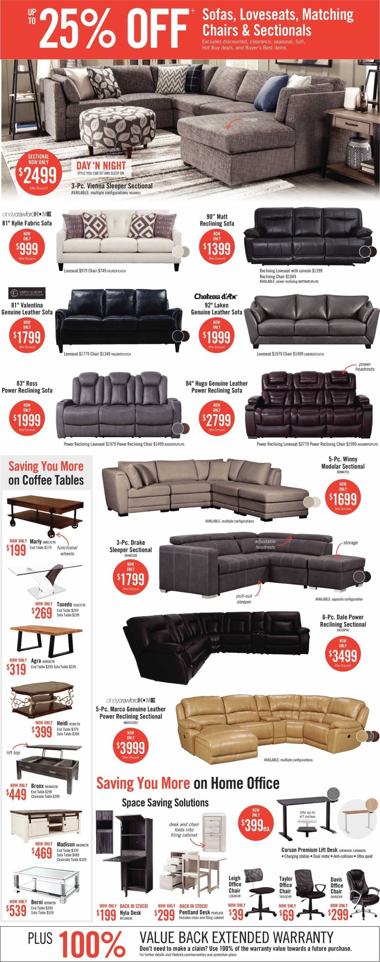thumbnail - The Brick Flyer - March 30, 2021 - April 12, 2021 - Sales products - cabinet, chair, leather sofa, loveseat, sofa, coffee table, end table, office chair. Page 2.