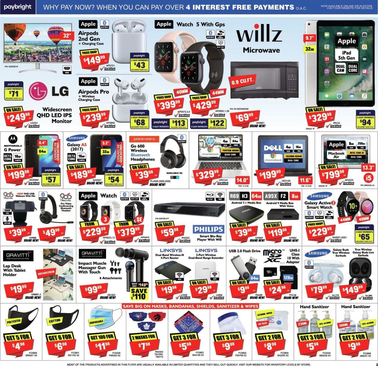 thumbnail - Factory Direct Flyer - April 07, 2021 - April 14, 2021 - Sales products - Intel, Apple, iPad, pin, Linksys, webcam, range extender, router, Samsung, holder, Plantronics, smart watch, chromebook, MacBook, MacBook Air, flash drive, lapdesk, Blu-ray, headset, headphones, Airpods, earbuds, adapter, media box, microwave, massager, LG, monitor, Motorola. Page 2.