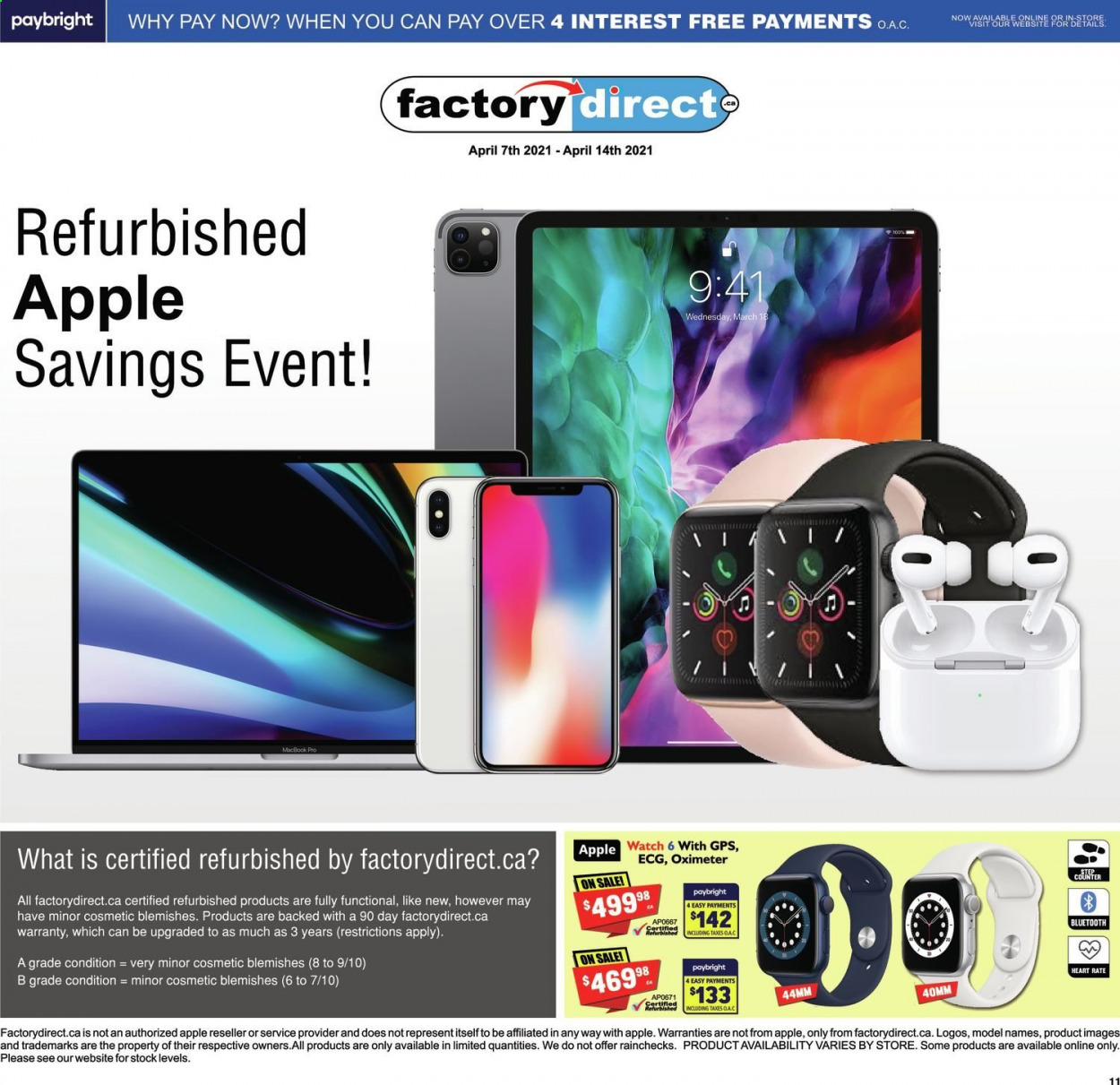 thumbnail - Factory Direct Flyer - April 07, 2021 - April 14, 2021 - Sales products - Apple Watch 6, MacBook. Page 1.