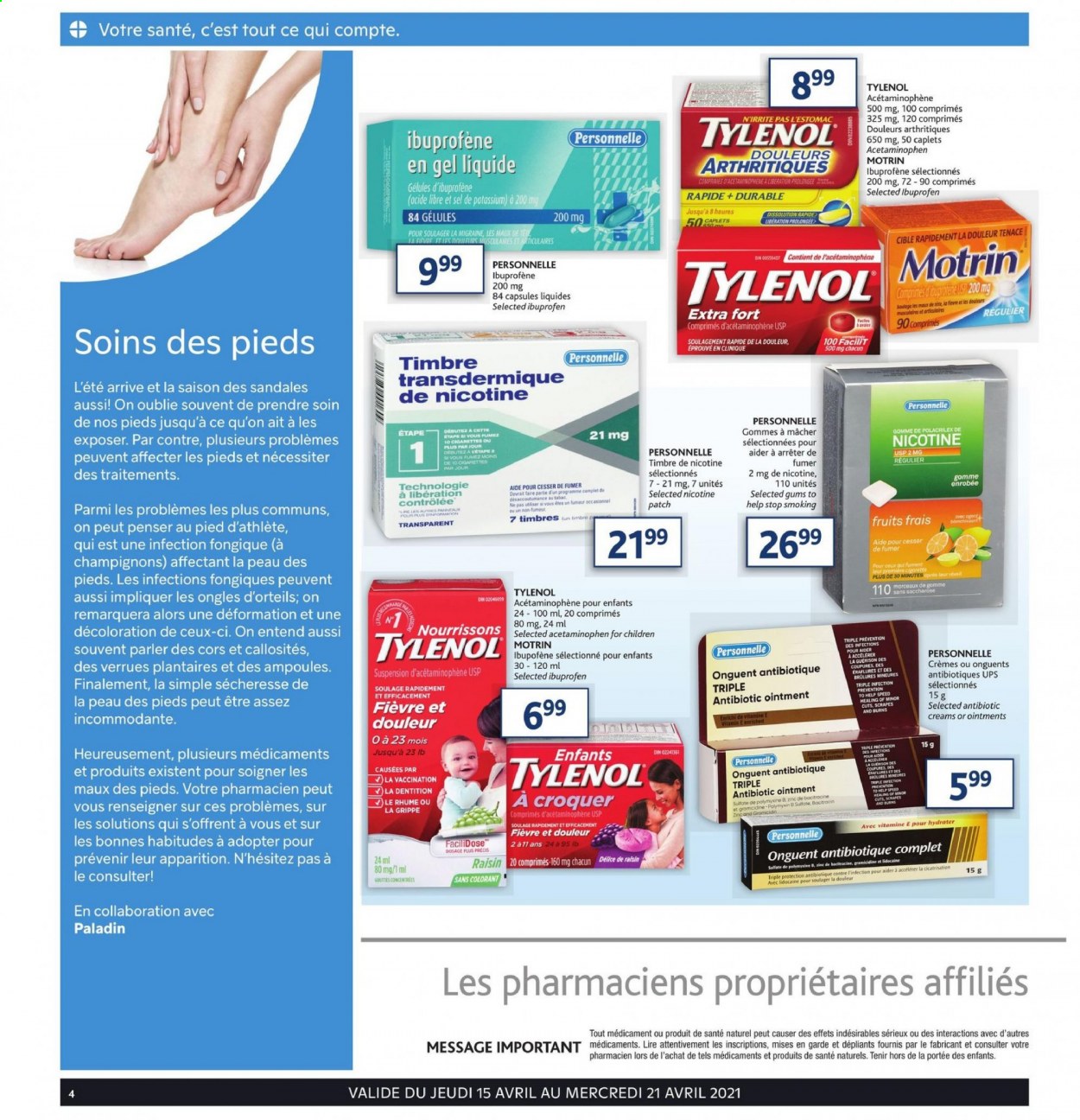 thumbnail - Brunet Flyer - April 15, 2021 - April 21, 2021 - Sales products - ointment, Clinique, Tylenol, Ibuprofen, zinc, Motrin. Page 2.