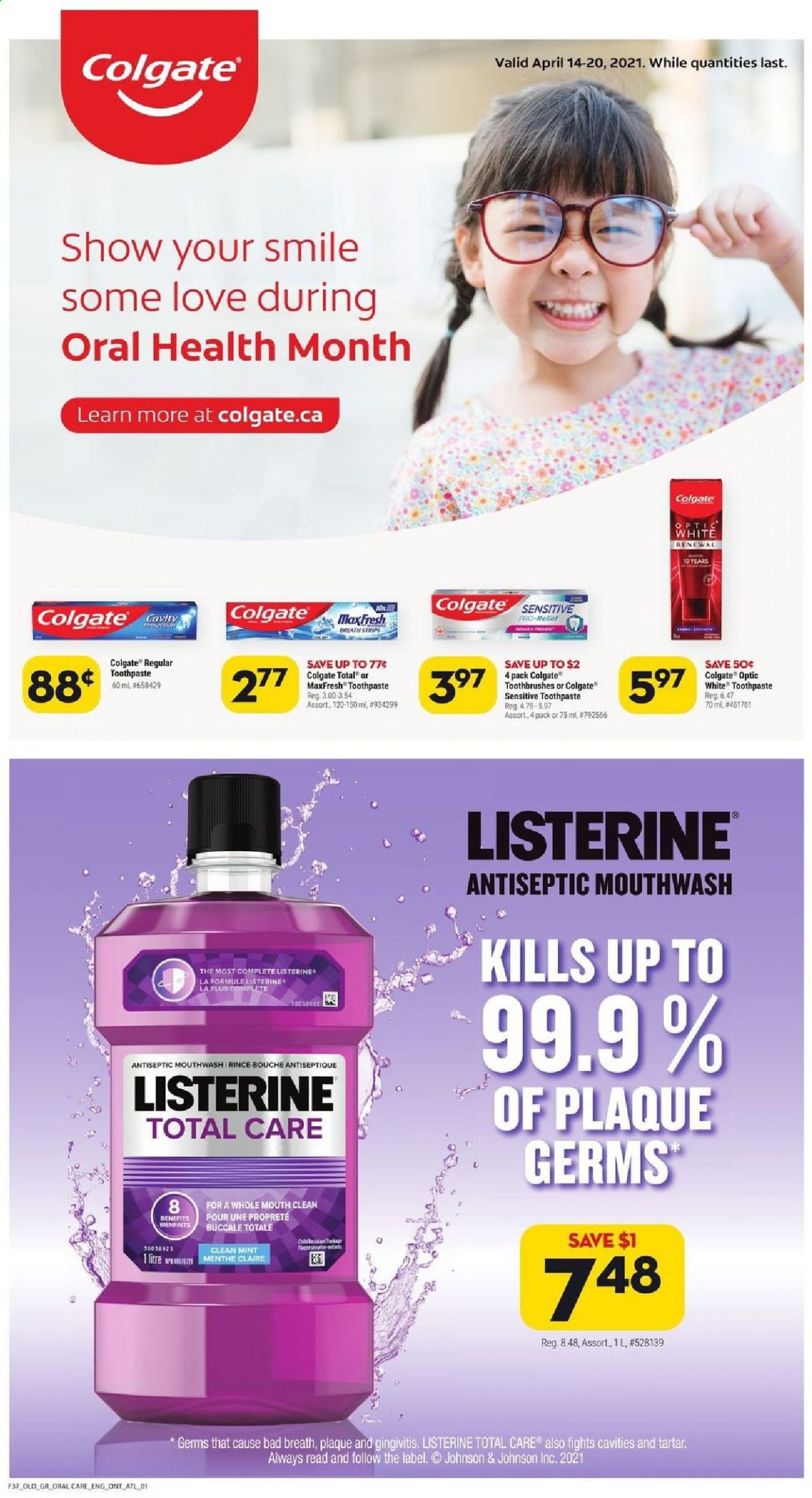 thumbnail - Giant Tiger Flyer - April 14, 2021 - April 20, 2021 - Sales products - strips, Johnson's, toothpaste, mouthwash, Listerine. Page 3.