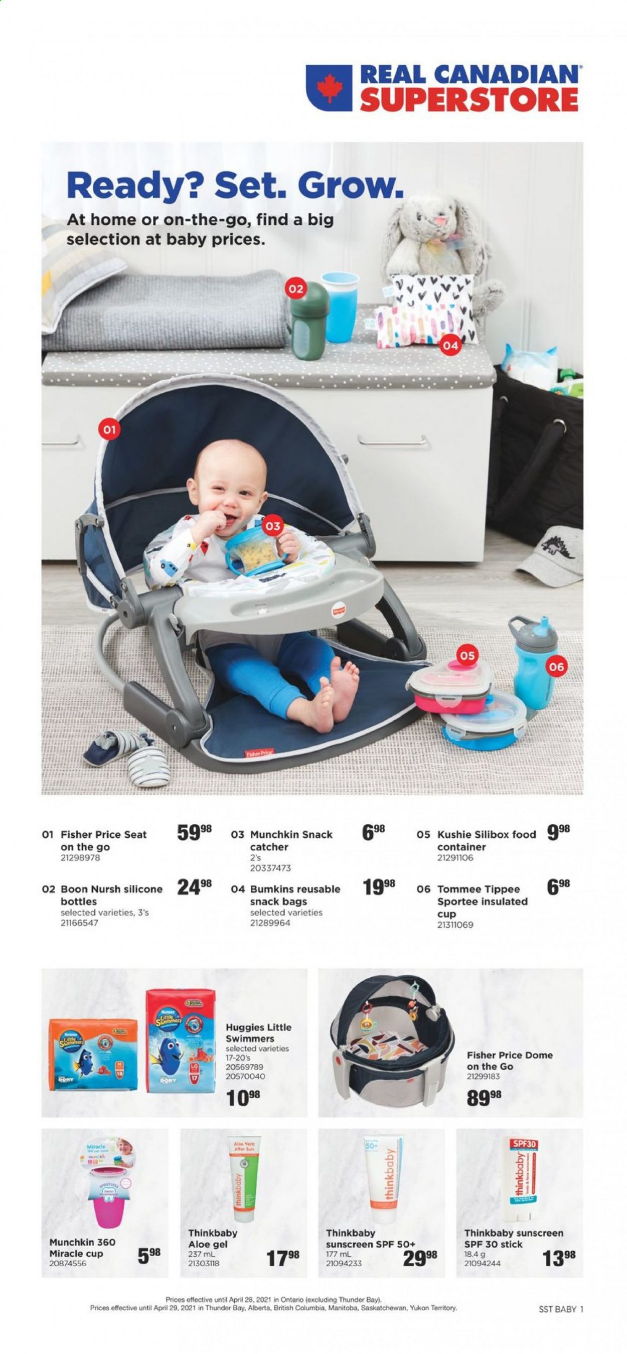thumbnail - Real Canadian Superstore Flyer - April 15, 2021 - April 28, 2021 - Sales products - bag, cup, container, LG, Huggies. Page 1.
