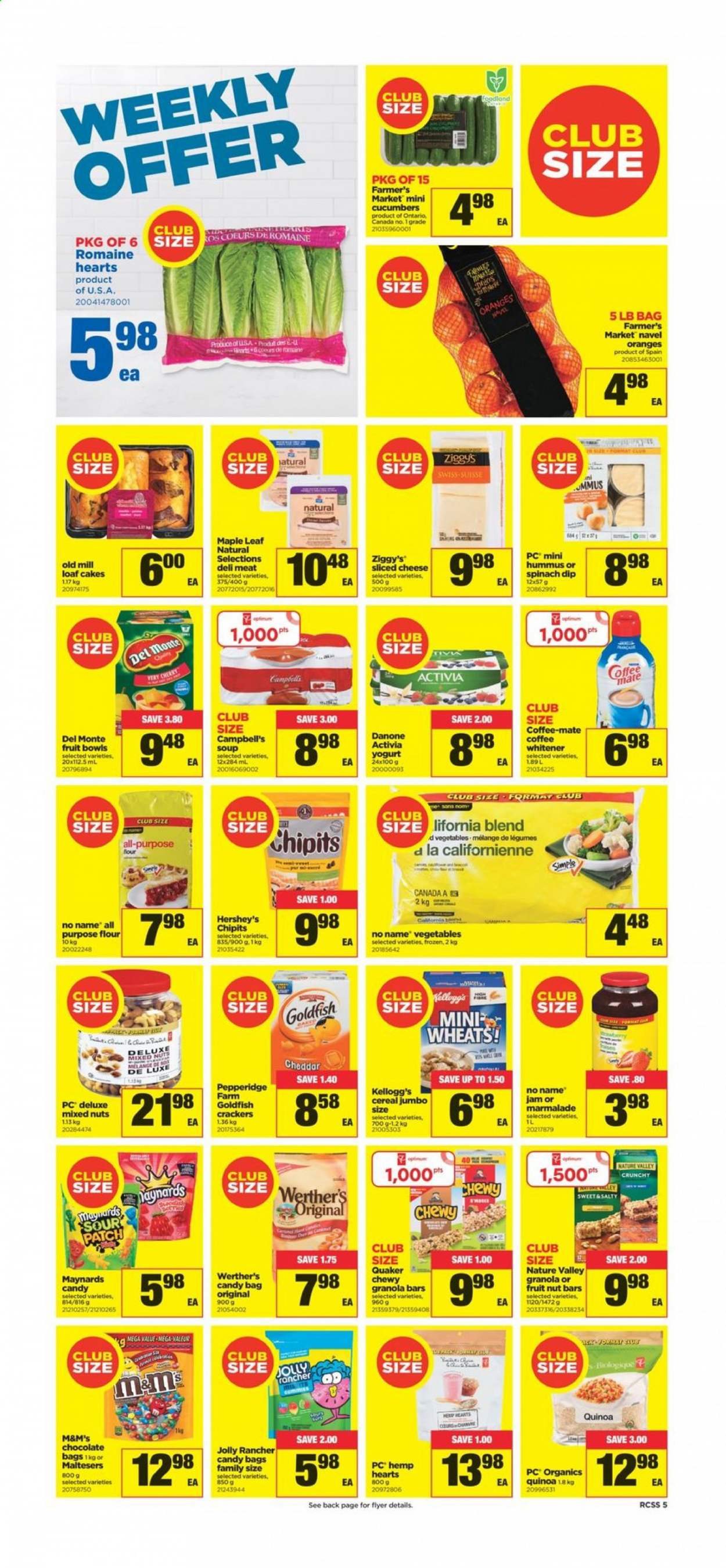 thumbnail - Circulaire Real Canadian Superstore - 15 Avril 2021 - 21 Avril 2021 - Produits soldés - oranges, Danone, granola, crackers, Activia, Kellogg's, Candy, M&M's. Page 6.