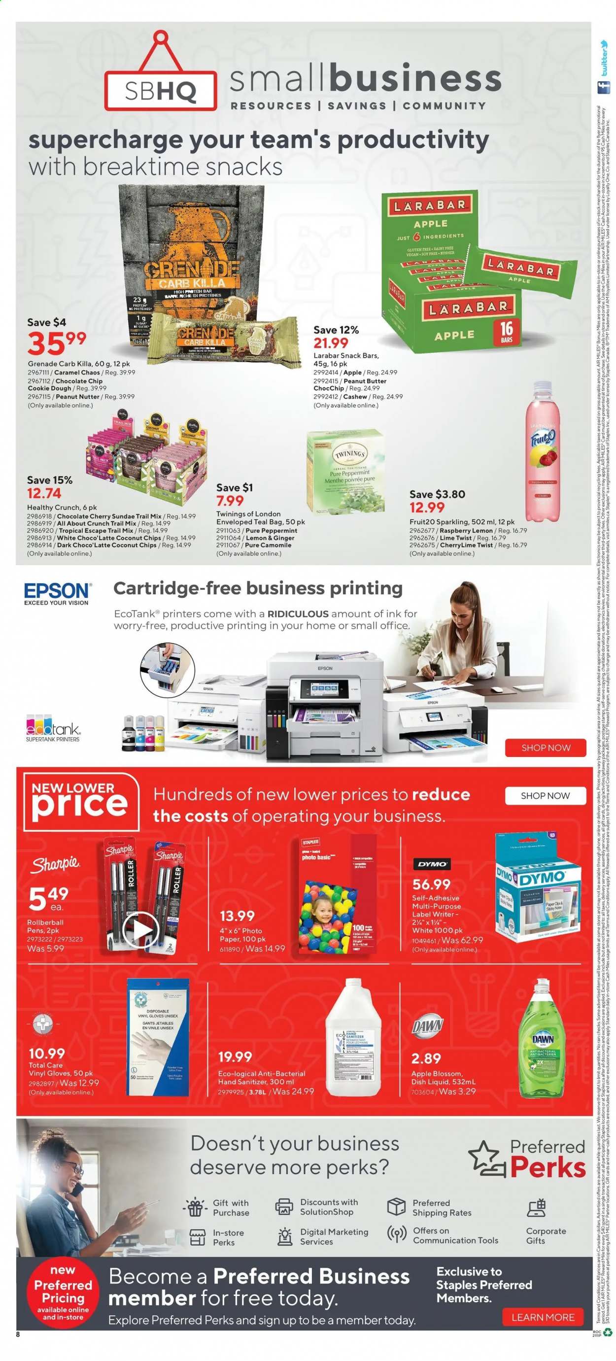 thumbnail - Staples Flyer - April 14, 2021 - April 20, 2021 - Sales products - paper, Sharpie, phone, Epson, printer. Page 2.