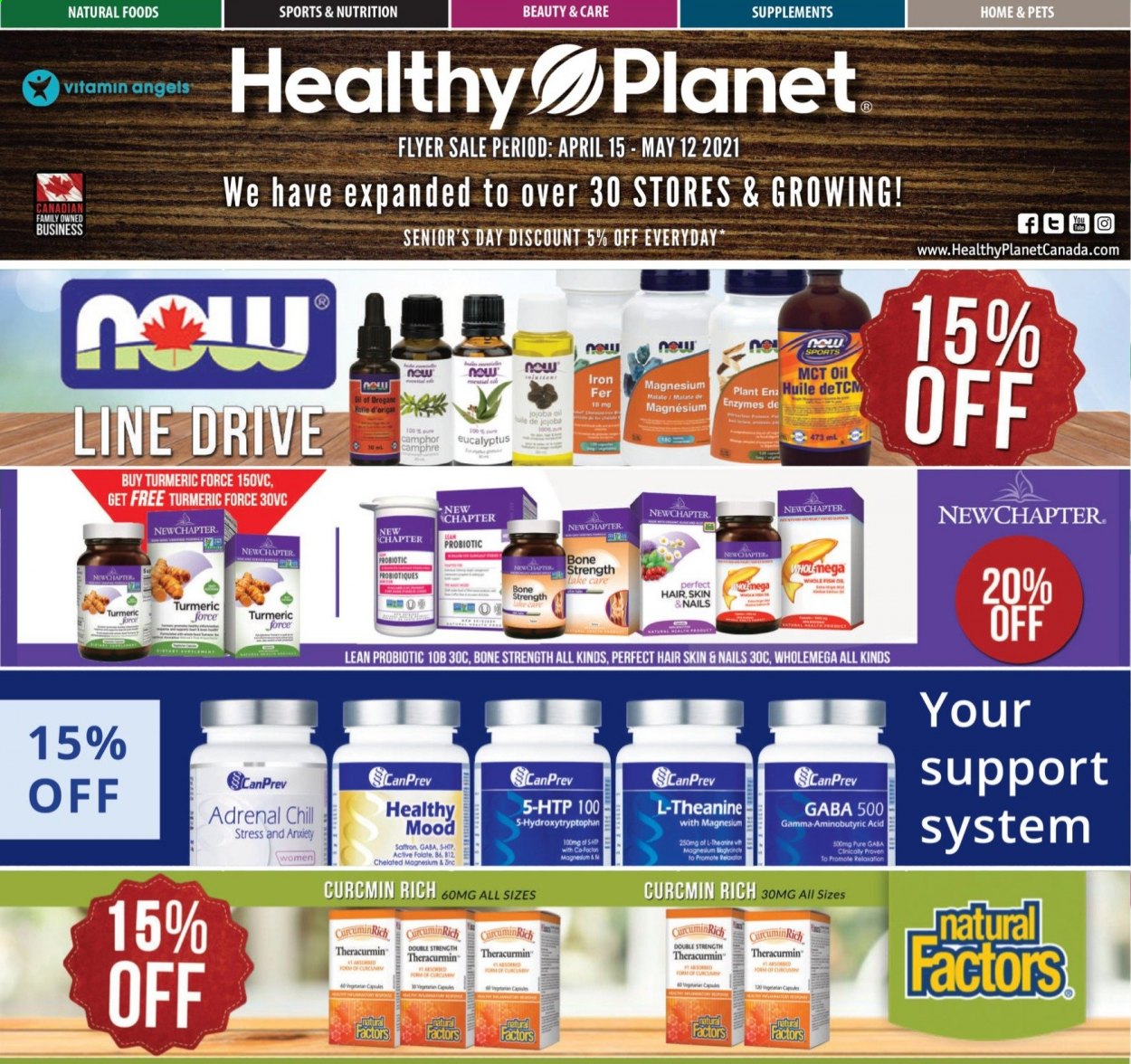 thumbnail - Healthy Planet Flyer - April 15, 2021 - May 12, 2021 - Sales products - turmeric, magnesium, zinc. Page 1.