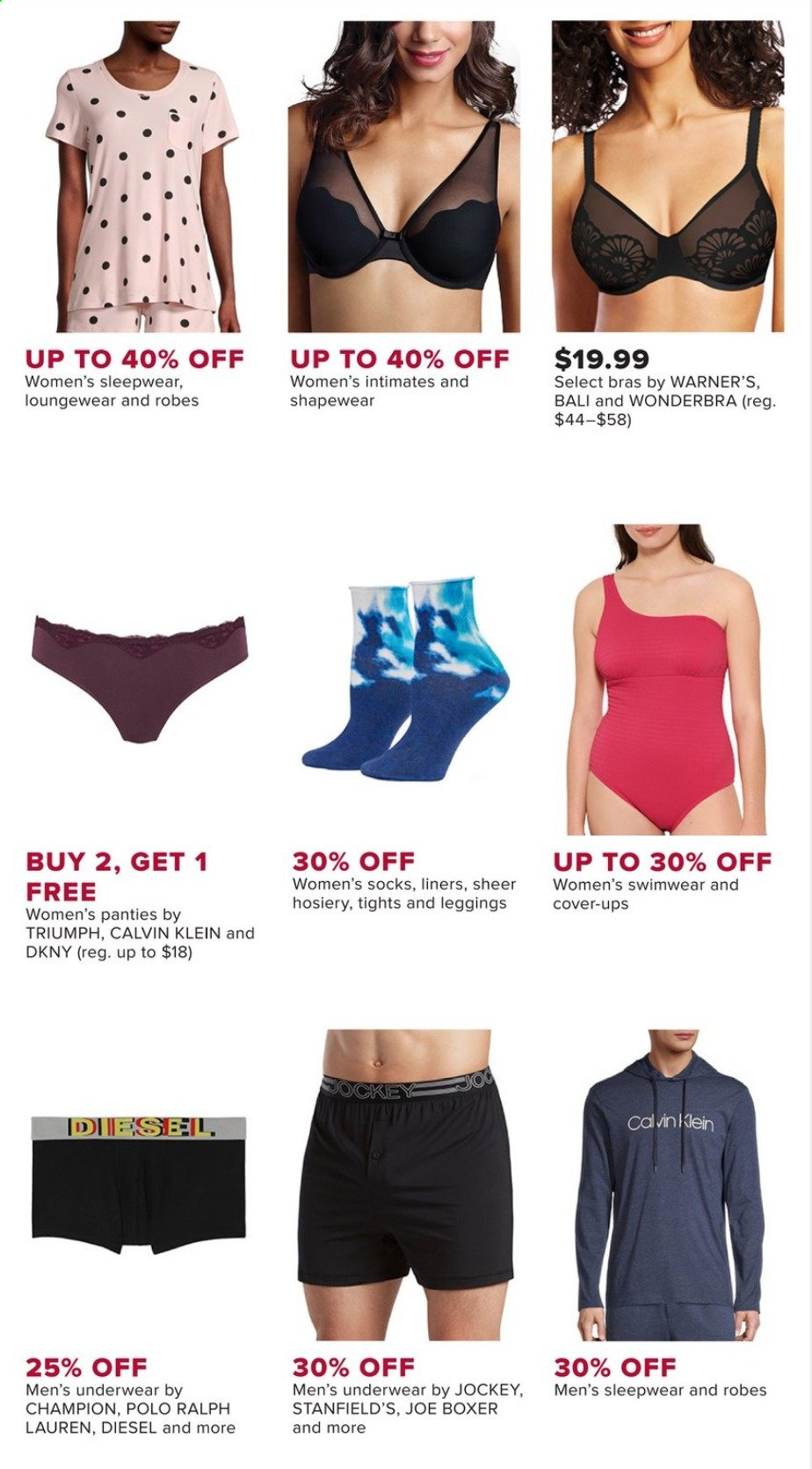 thumbnail - Hudson's Bay Flyer - Sales products - DKNY, Ralph Lauren, loungewear, leggings, socks, tights, hosiery, bra, underwear, swimming suit, robe, sleepwear, panties. Page 4.