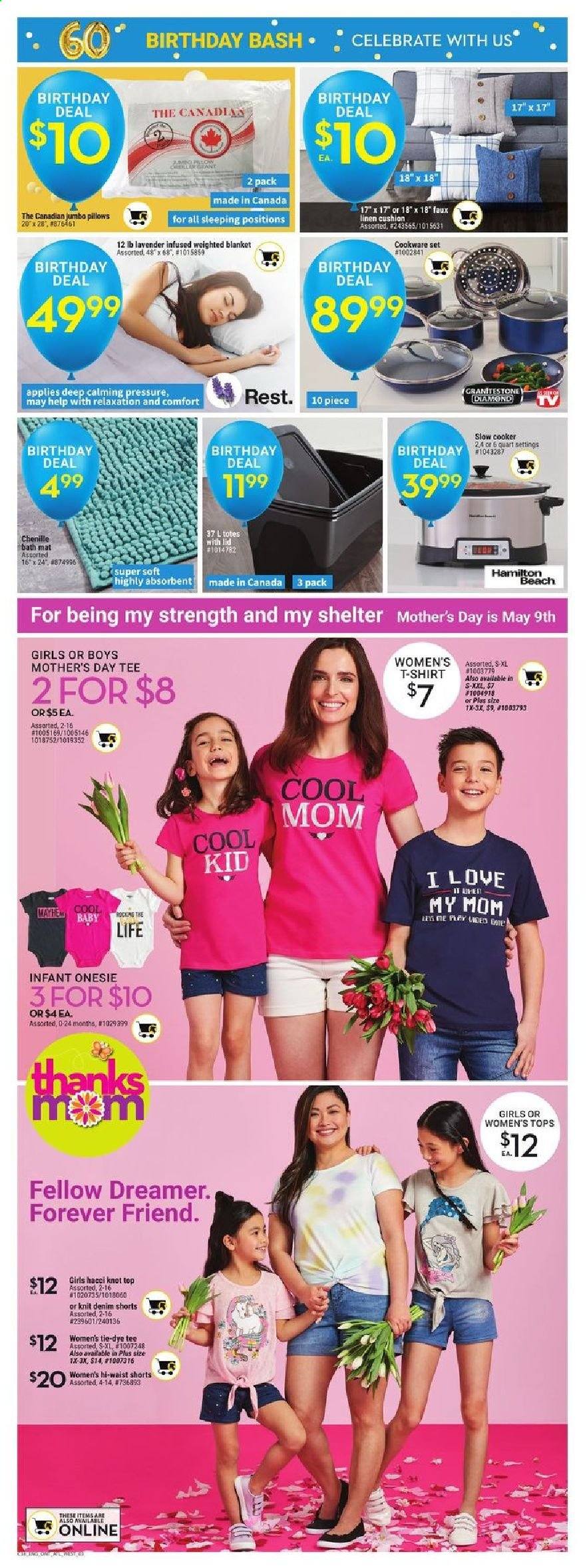 thumbnail - Giant Tiger Flyer - April 21, 2021 - April 27, 2021 - Sales products - cookware set, blanket, linens, pillow, bath mat, TV, slow cooker, weighted blanket, tote, t-shirt, tops, shorts. Page 6.