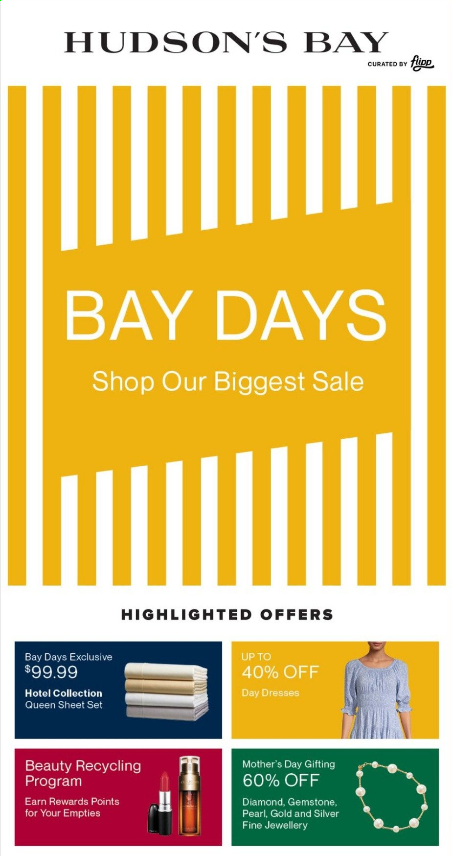 thumbnail - Hudson's Bay Flyer - Sales products - queen sheet, dress. Page 1.