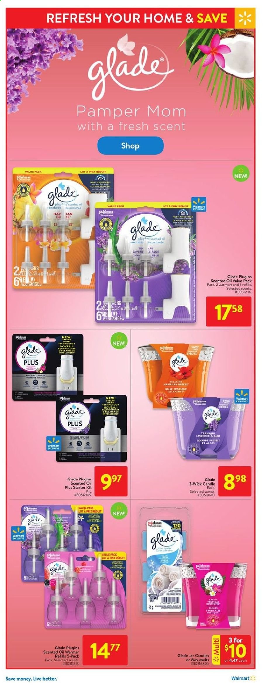thumbnail - Walmart Flyer - April 29, 2021 - May 05, 2021 - Sales products - oil, jar, candle, Glade, scented oil, Pamper. Page 9.