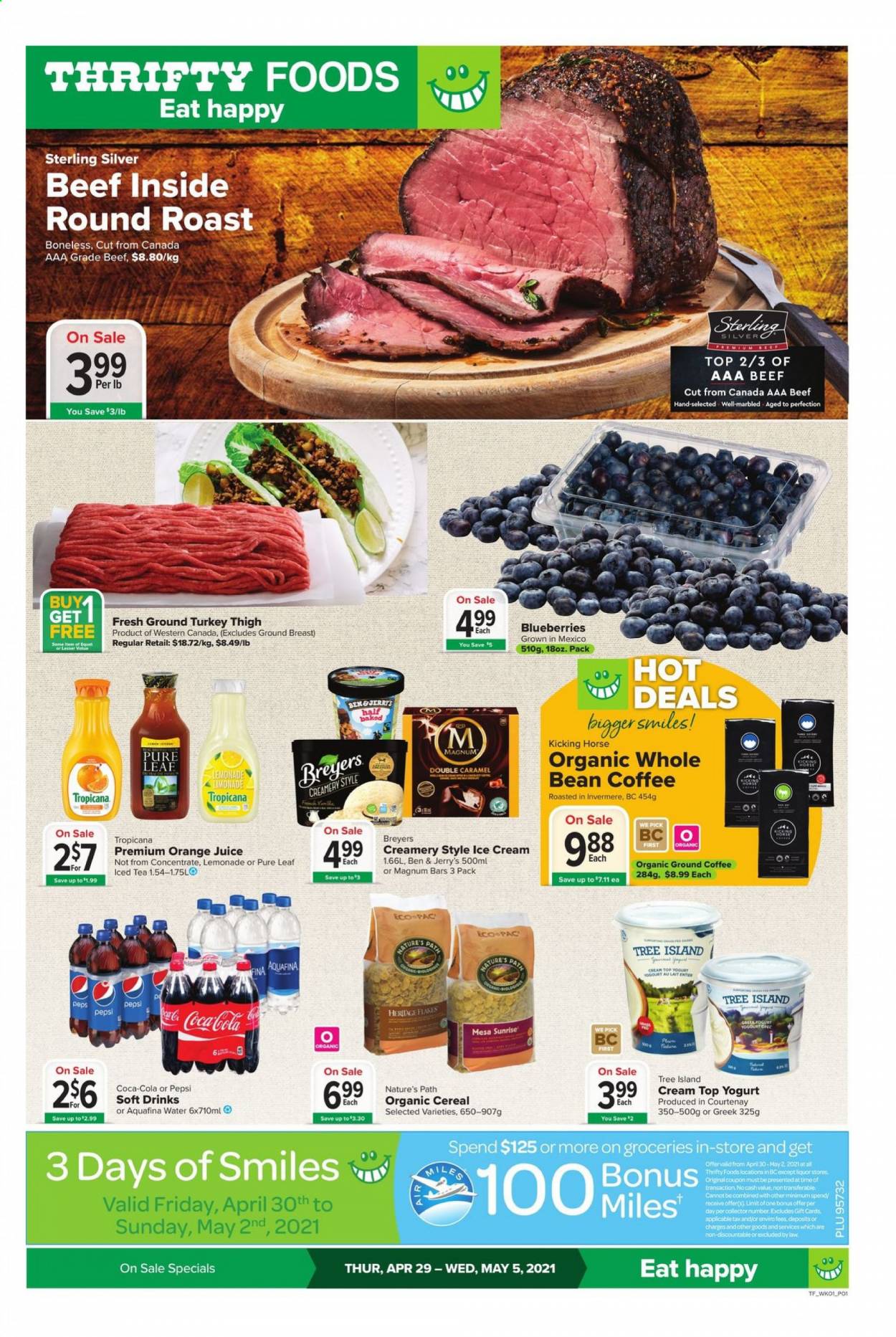 thumbnail - Circulaire Thrifty Foods - 29 Avril 2021 - 05 Mai 2021 - Produits soldés - Magnum, Coca-Cola, Pepsi, Tropicana. Page 1.