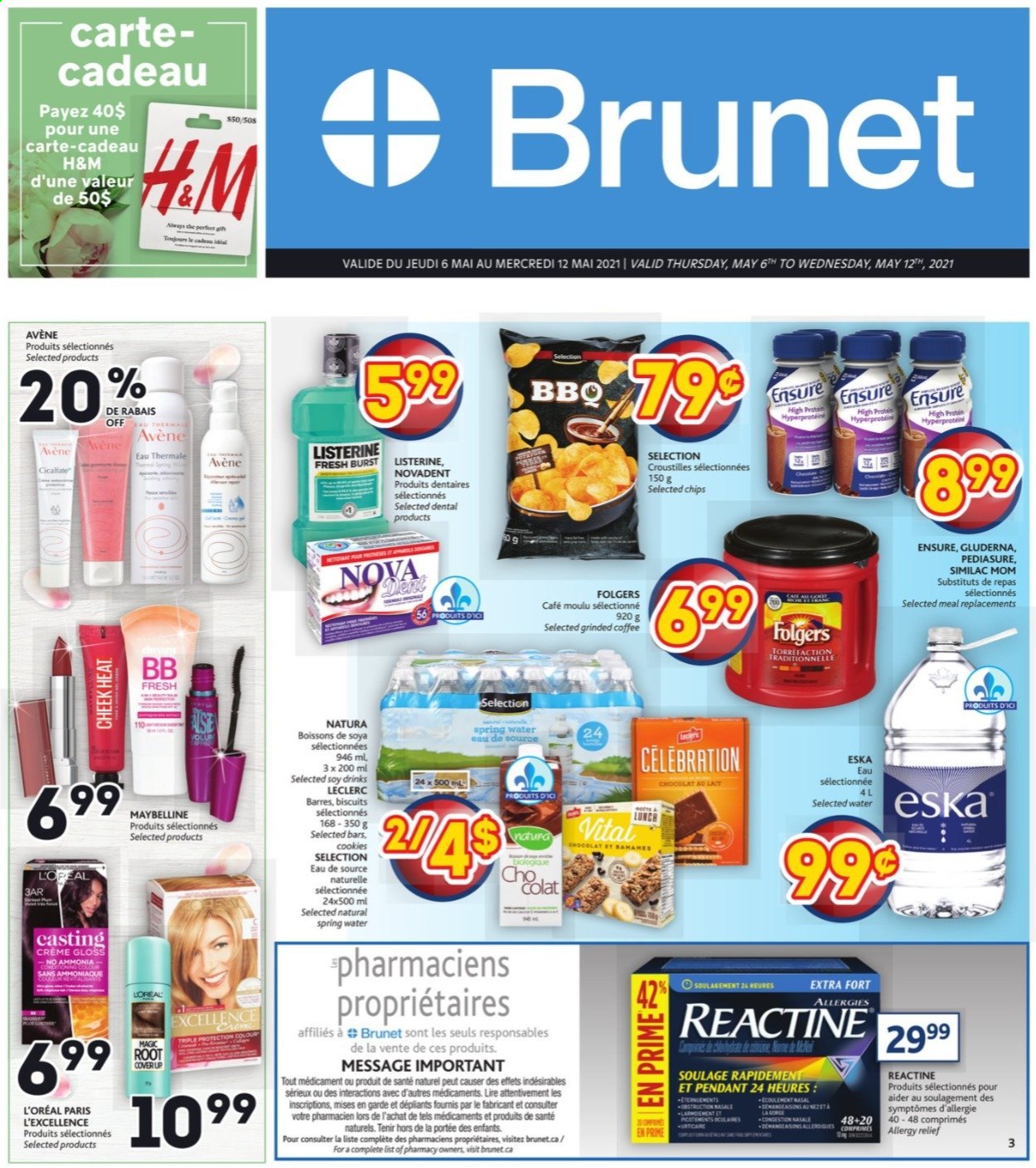 thumbnail - Brunet Flyer - May 06, 2021 - May 12, 2021 - Sales products - L’Oréal, allergy relief, Listerine, Maybelline. Page 1.