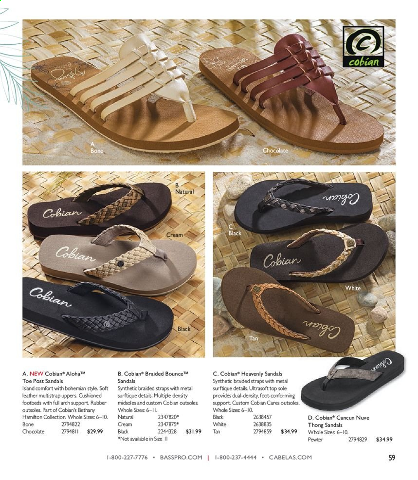 thumbnail - Bass Pro Shops Flyer - Sales products - chocolate, sandals. Page 59.