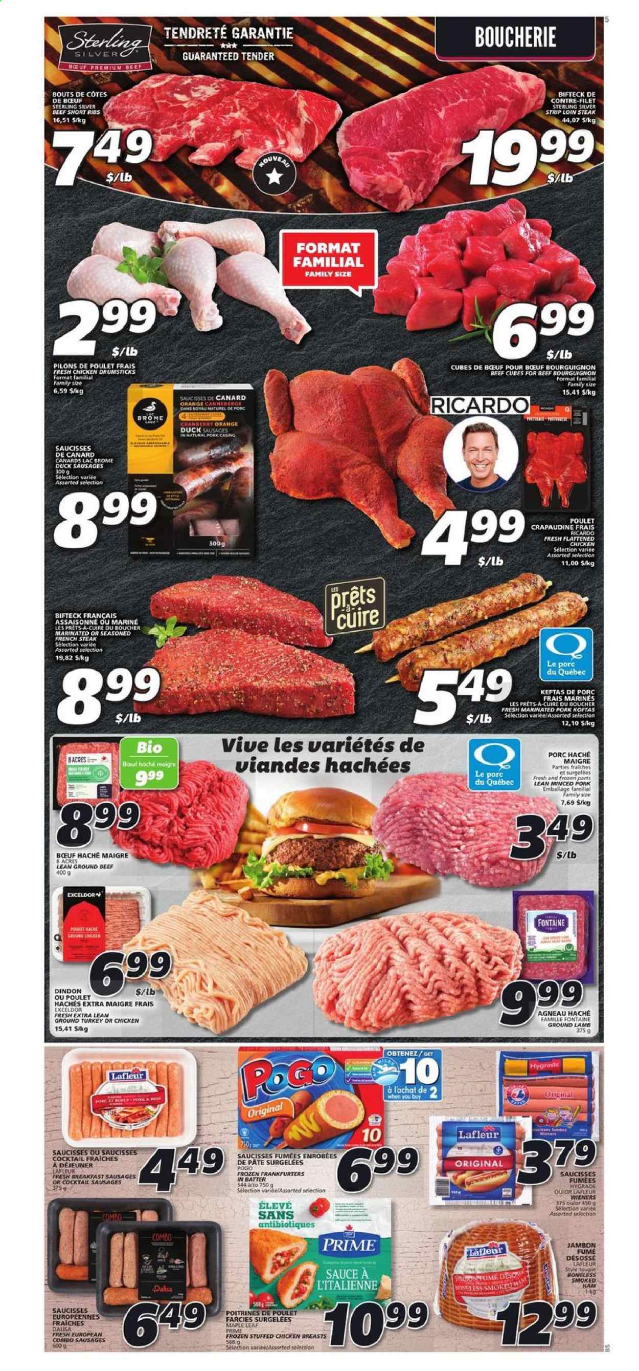 thumbnail - IGA Flyer - May 13, 2021 - May 19, 2021 - Sales products - sauce, stuffed chicken, ham, smoked ham, sausage, ground turkey, chicken drumsticks, chicken, turkey, beef meat, beef ribs, ground lamb, pork meat, marinated pork, lamb meat, steak. Page 4.