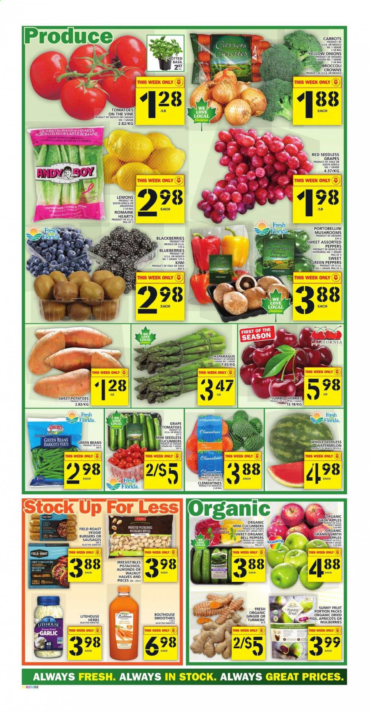 thumbnail - Circulaire Food Basics - 13 Mai 2021 - 19 Mai 2021 - Produits soldés - haricots, pistache, carotte, kiwi, Always, clémentines. Page 2.