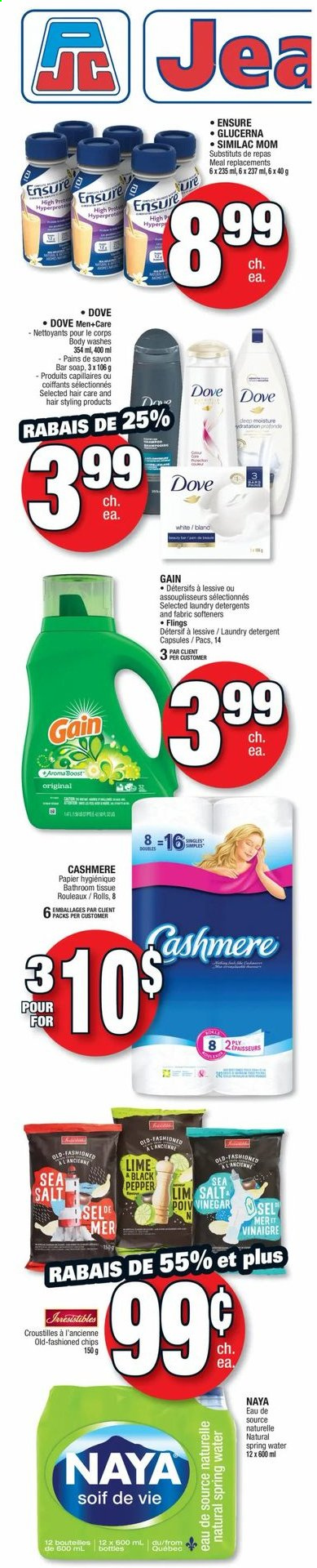 thumbnail - Jean Coutu Flyer - May 13, 2021 - May 19, 2021 - Sales products - spring water, bath tissue, Gain, laundry detergent, soap, Glucerna, chips. Page 7.