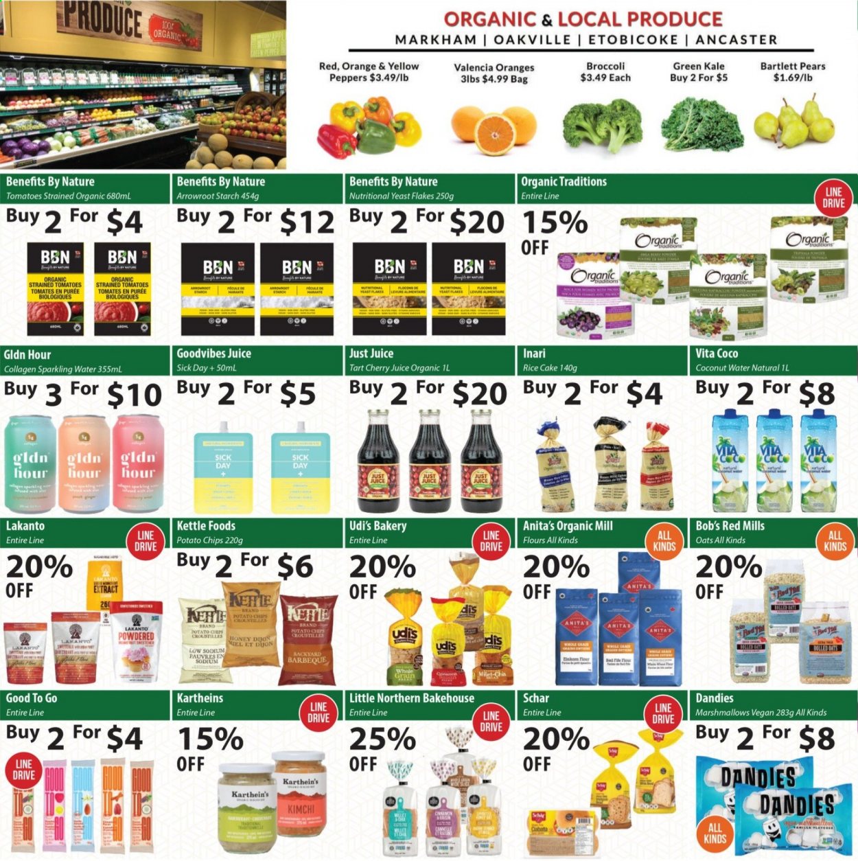 thumbnail - Healthy Planet Flyer - May 13, 2021 - June 16, 2021 - Sales products - marshmallows, kale, potato chips, flour, oats, peppers, rice, honey, cherry juice, juice, coconut water, sparkling water, bag, chips. Page 5.