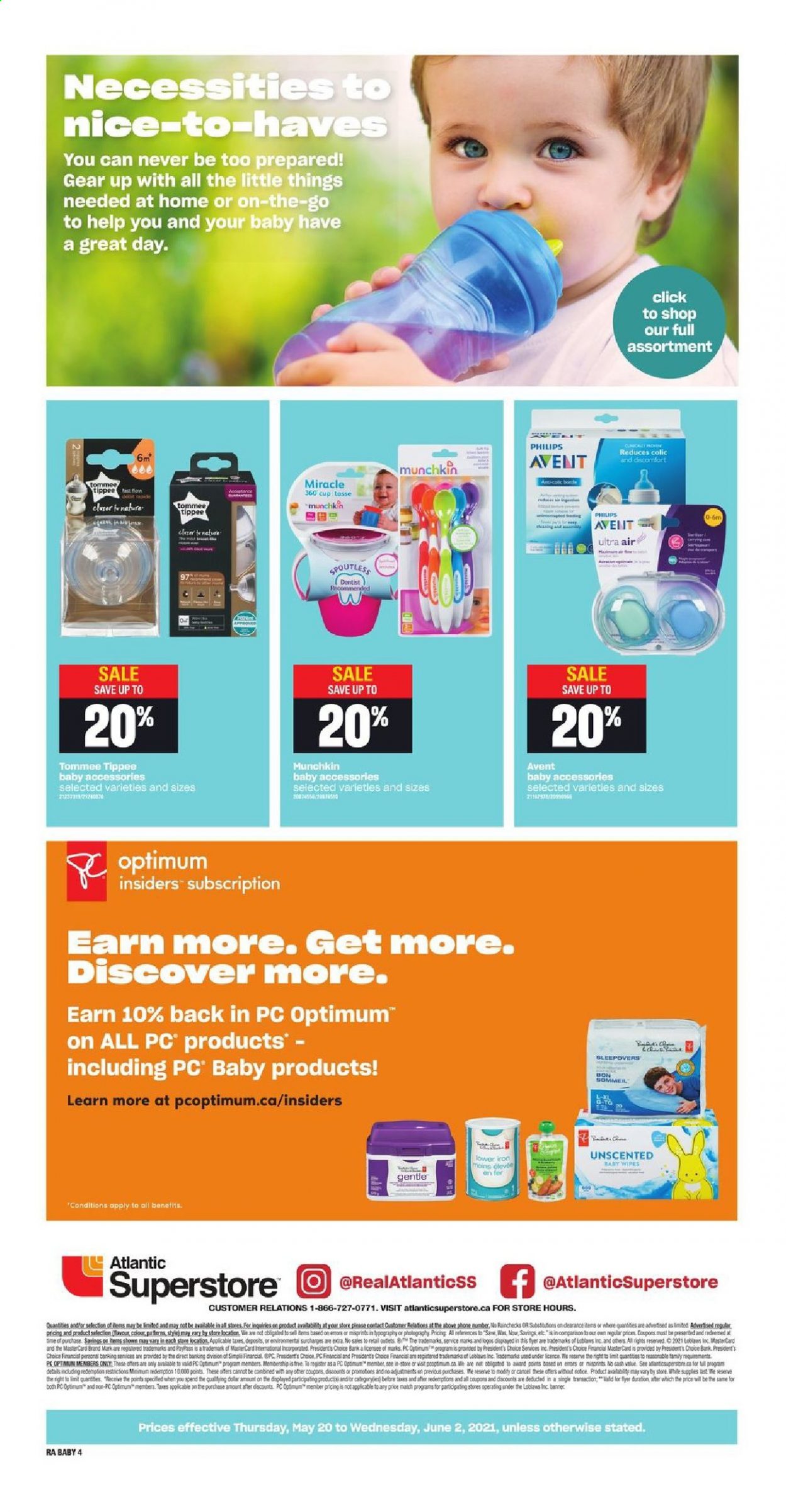 thumbnail - Atlantic Superstore Flyer - May 20, 2021 - June 02, 2021 - Sales products - Président, Ron Pelicano, wipes, Optimum. Page 4.