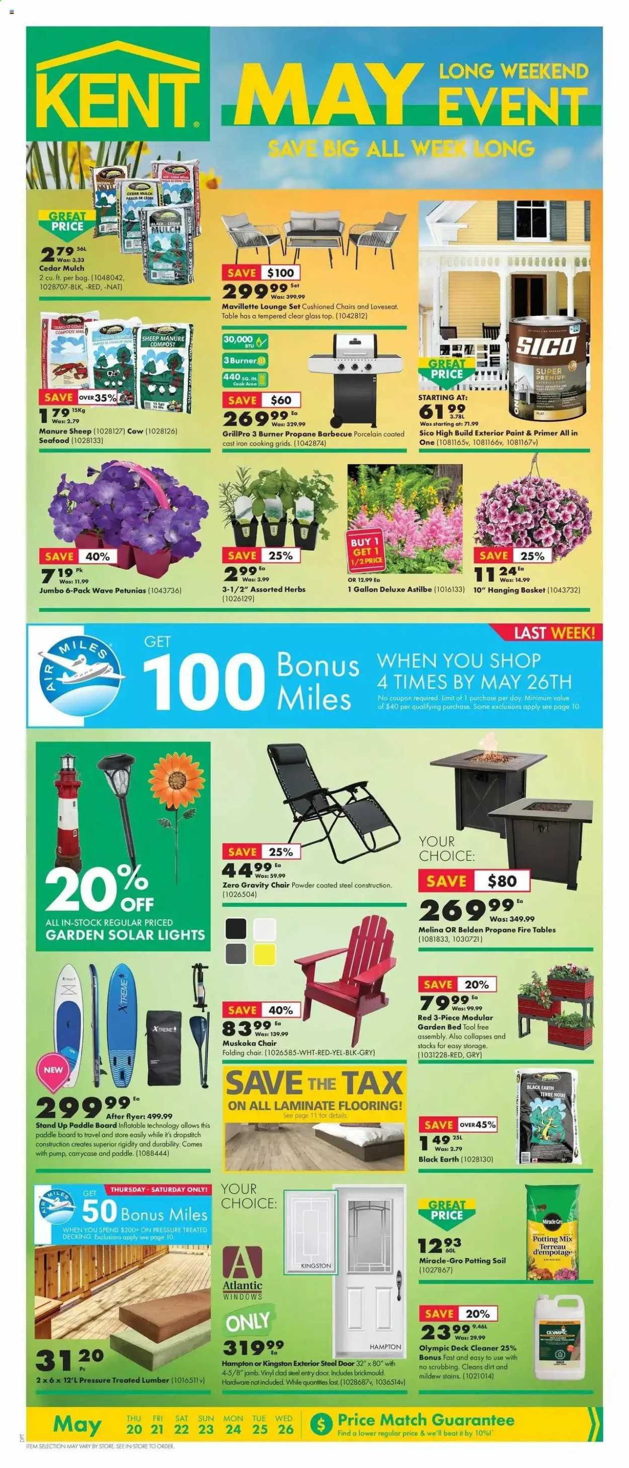 thumbnail - Kent Flyer - May 20, 2021 - May 26, 2021 - Sales products - herbs, cleaner, bag, table, folding chair, paint, flooring, laminate floor, steel door, pump, potting mix, garden bed, garden mulch, compost, chair. Page 1.