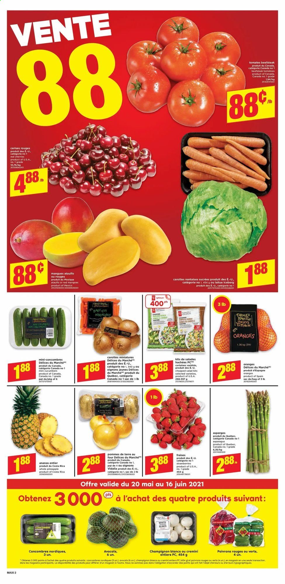 thumbnail - Circulaire Maxi - 20 Mai 2021 - 26 Mai 2021 - Produits soldés - tomates, oignons, sac, poivrons, pommes de terre. Page 3.