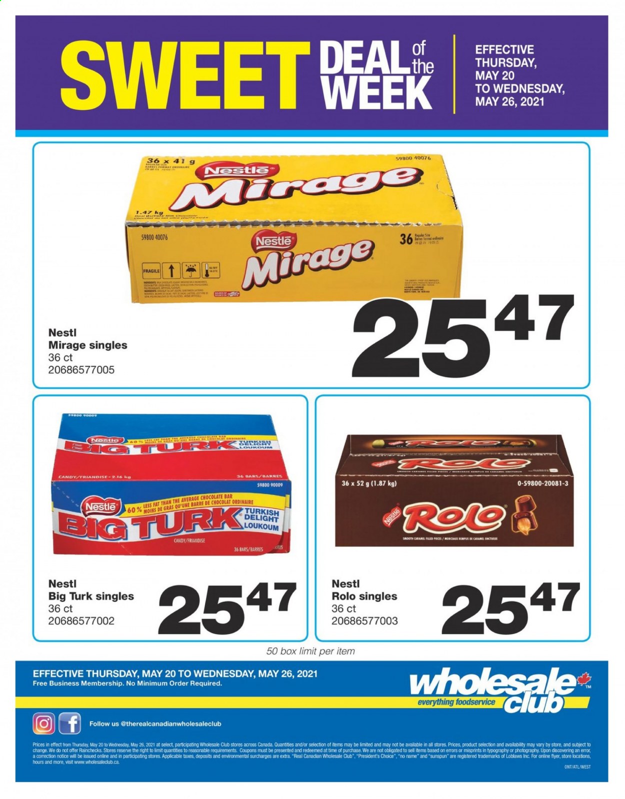 thumbnail - Wholesale Club Flyer - May 20, 2021 - May 26, 2021 - Sales products - No Name, Président, chocolate bar, caramel, Moët & Chandon, Nestlé. Page 1.