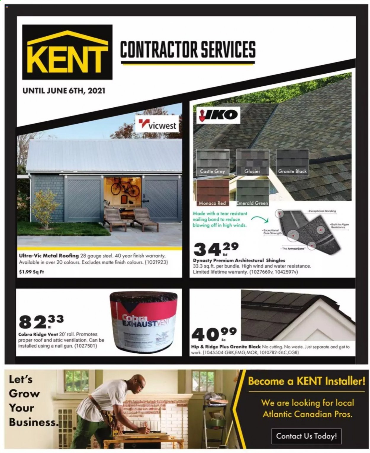 thumbnail - Kent Flyer - May 12, 2021 - June 06, 2021 - Sales products - roofing, shingle, Castle. Page 1.