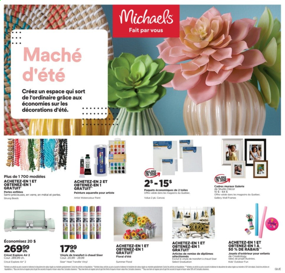 thumbnail - Michaels Flyer - May 21, 2021 - May 27, 2021 - Sales products - watercolour, canvas. Page 1.