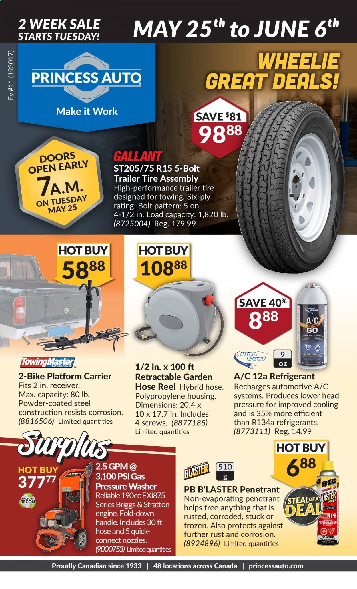 thumbnail - Princess Auto Flyer - May 25, 2021 - June 06, 2021 - Sales products - receiver, pressure washer, trailer, B'laster. Page 1.