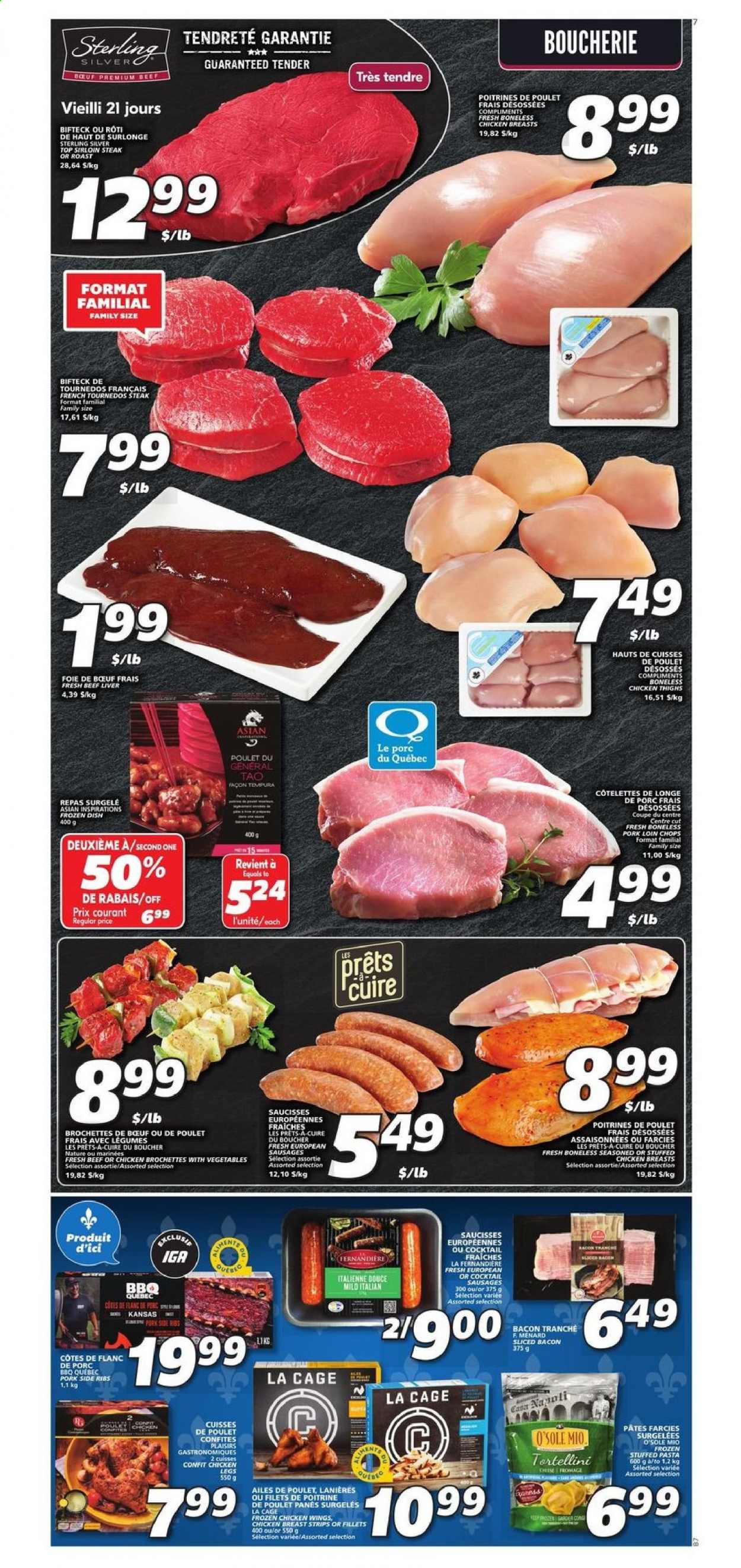 thumbnail - IGA Flyer - May 27, 2021 - June 02, 2021 - Sales products - pasta, stuffed chicken, bacon, sausage, Milo, chicken wings, strips, chicken legs, chicken thighs, chicken, beef liver, beef meat, beef sirloin, sirloin steak, pork chops, pork loin, pork meat, steak. Page 4.