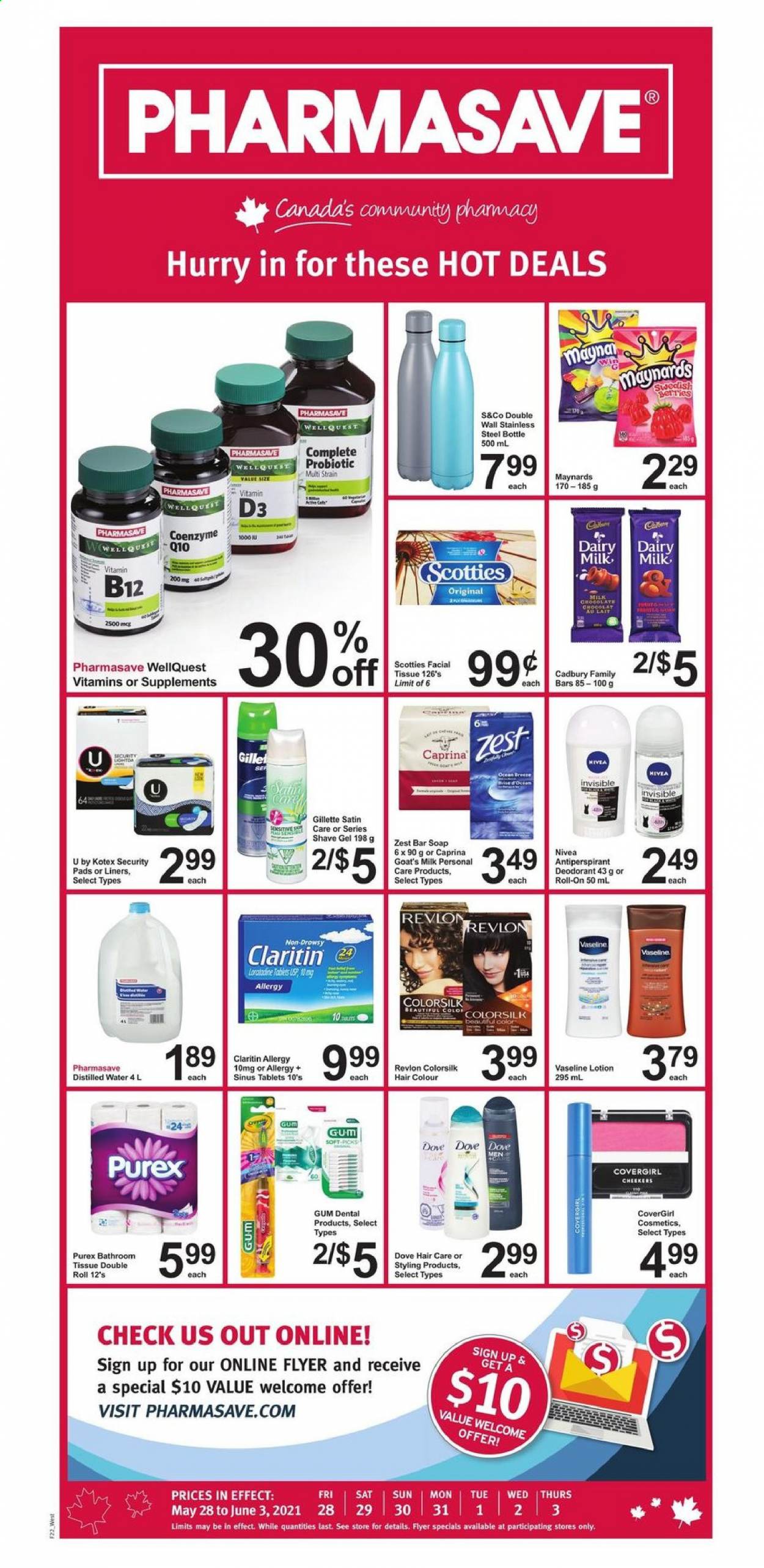 thumbnail - Circulaire Pharmasave - 28 Mai 2021 - 03 Juin 2021 - Produits soldés - déodorant, Dove, Gillette, Nivea, roll-on. Page 1.