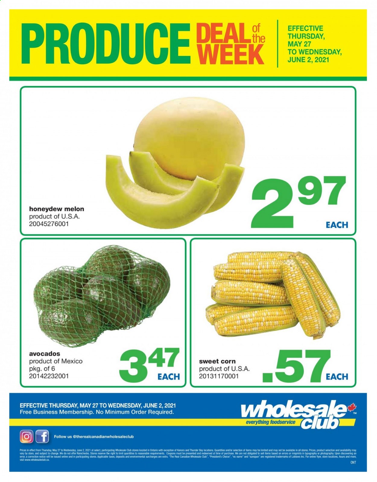thumbnail - Circulaire Wholesale Club - 27 Mai 2021 - 02 Juin 2021 - Produits soldés - melon. Page 1.