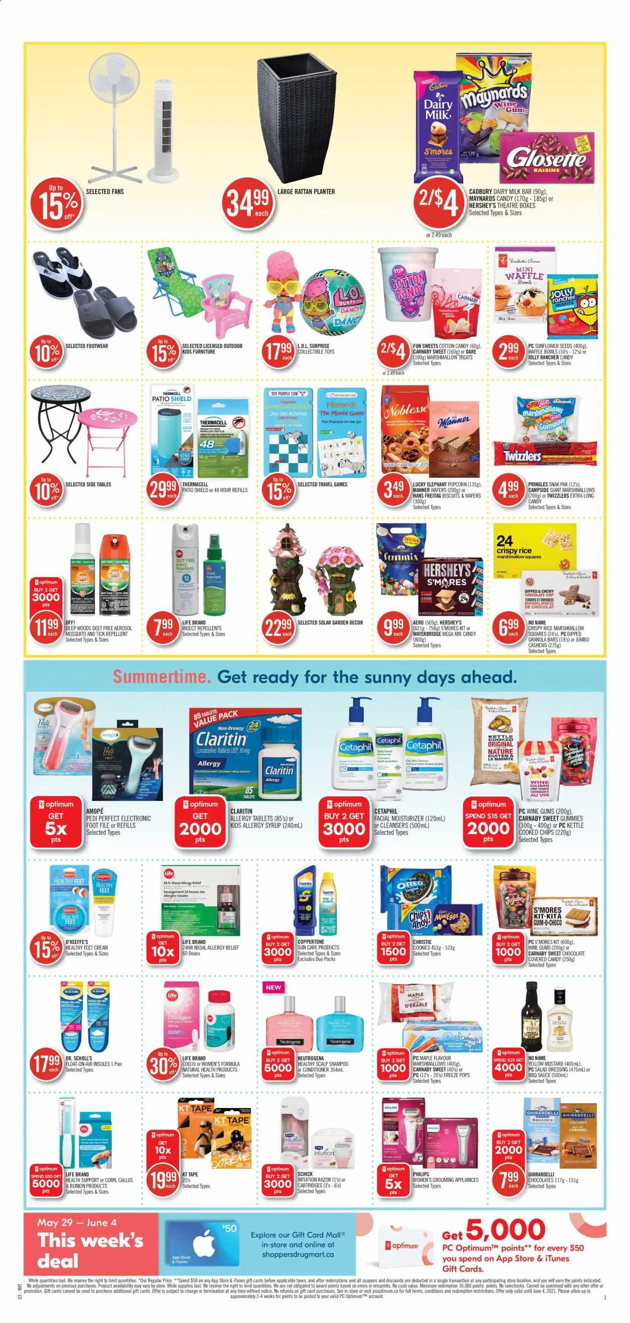 thumbnail - Circulaire Shoppers Drug Mart - 29 Mai 2021 - 04 Juin 2021 - Produits soldés - biscuits, granola, cookies, Oreo, chips, Pringles, shampooing, Scholl, Neutrogena, Philips. Page 7.
