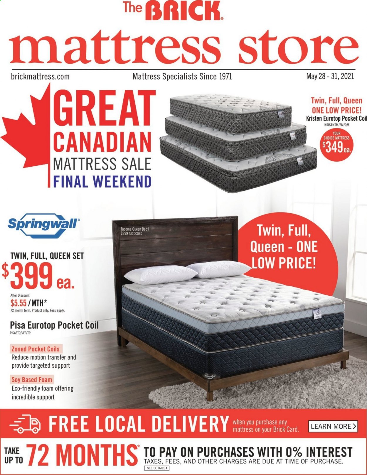 thumbnail - The Brick Flyer - May 28, 2021 - May 31, 2021 - Sales products - mattress. Page 1.
