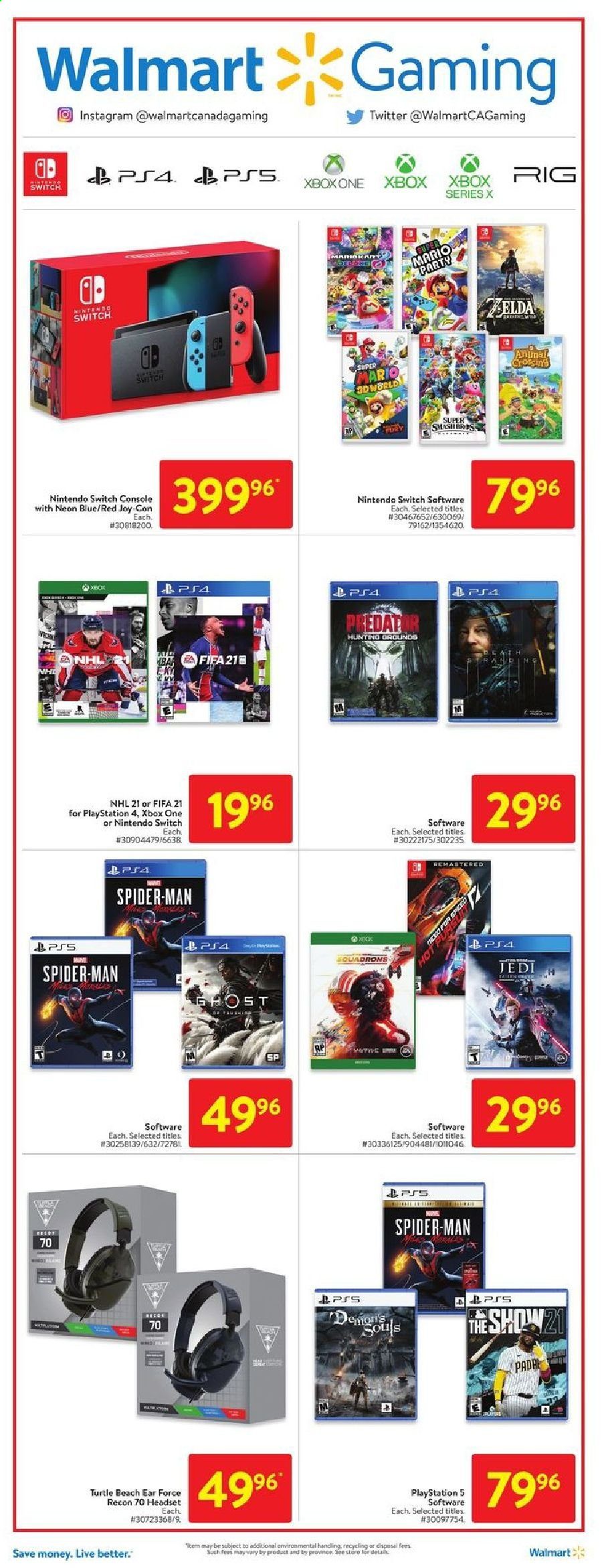 thumbnail - Walmart Flyer - June 03, 2021 - June 09, 2021 - Sales products - PlayStation 4, PlayStation 5, headset, Xbox One, PlayStation, Nintendo Switch. Page 10.