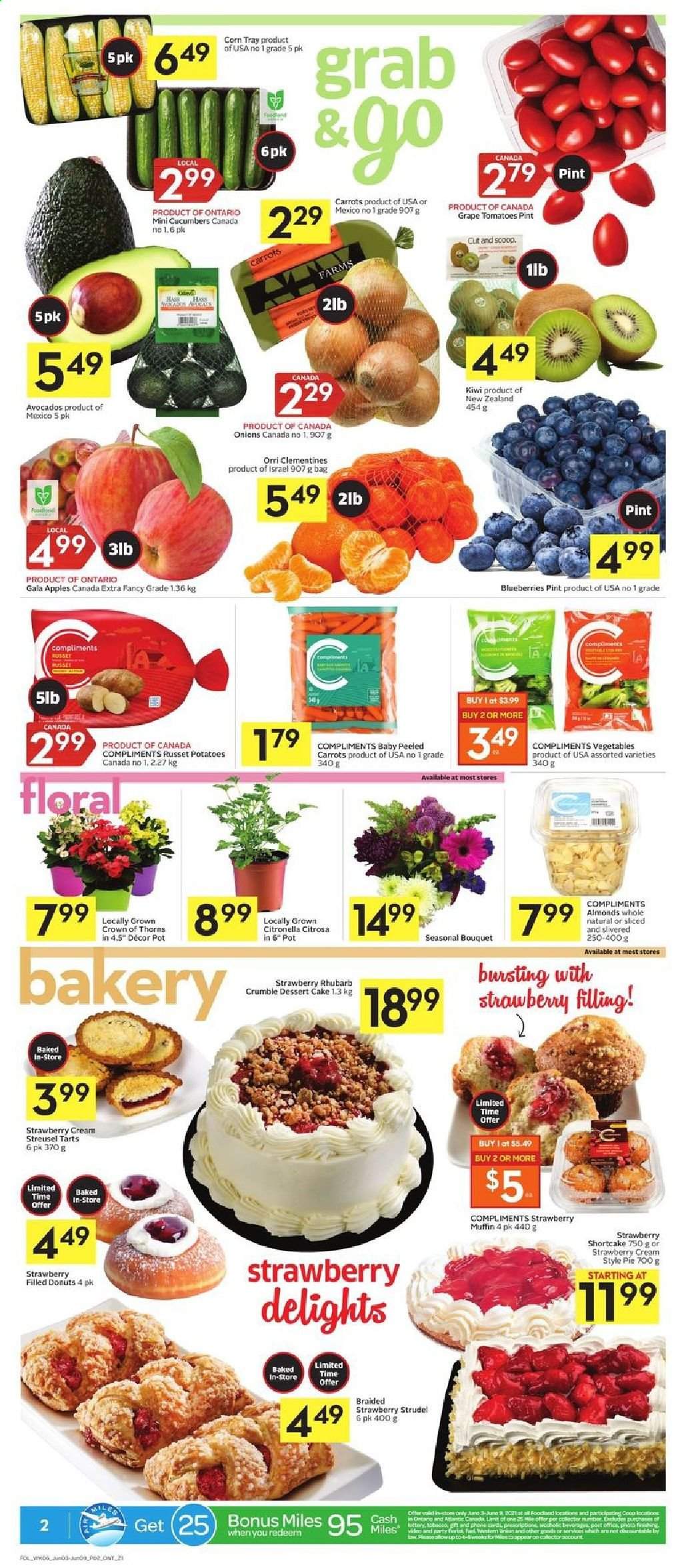 thumbnail - Circulaire Foodland - 03 Juin 2021 - 09 Juin 2021 - Produits soldés - dessert, kiwi, clémentines. Page 2.
