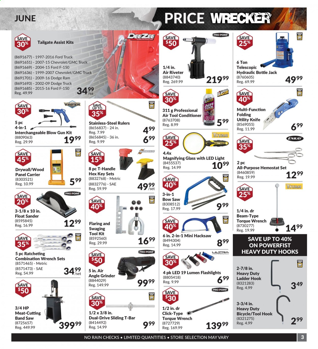 thumbnail - Princess Auto Flyer - June 01, 2021 - June 30, 2021 - Sales products - wrench, tool set, torque wrench, utility knife, ladder, hook, saw, angle grinder, hacksaw, bowsaw. Page 3.