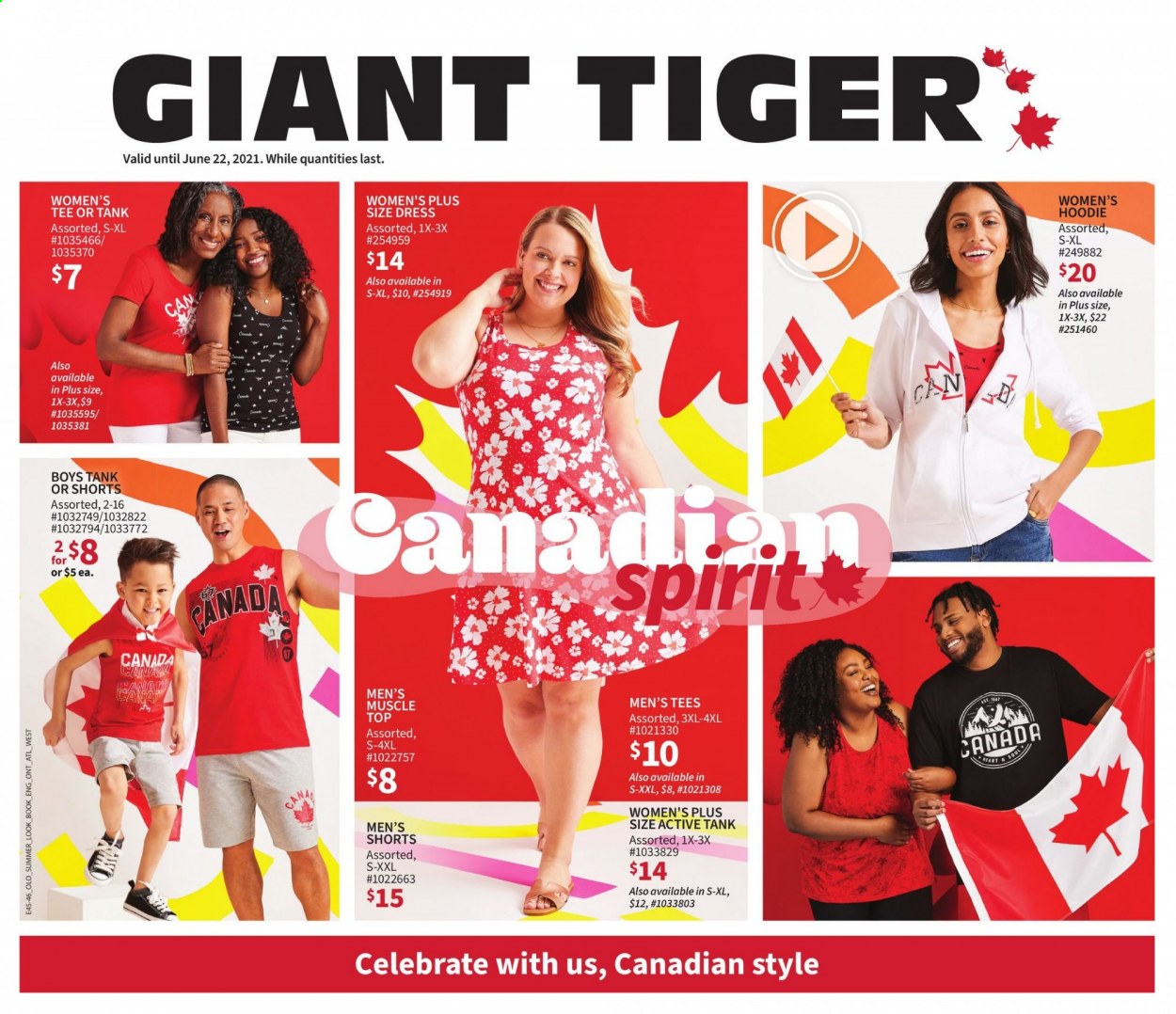 thumbnail - Giant Tiger Flyer - June 09, 2021 - June 22, 2021 - Sales products - E45, tank, dress, hoodie, shorts. Page 1.