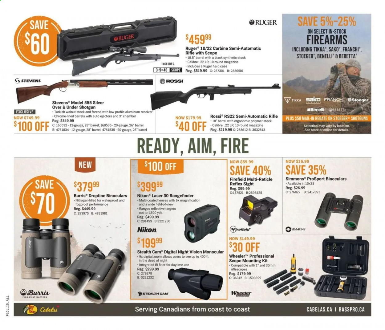 thumbnail - Bass Pro Shops Flyer - June 10, 2021 - June 23, 2021 - Sales products - lenses, rangefinder, Nikon, stealth cam, binoculars, carbine, rifle, Ruger, semi-automatic rifle, Tikka, Stoeger, scope. Page 16.