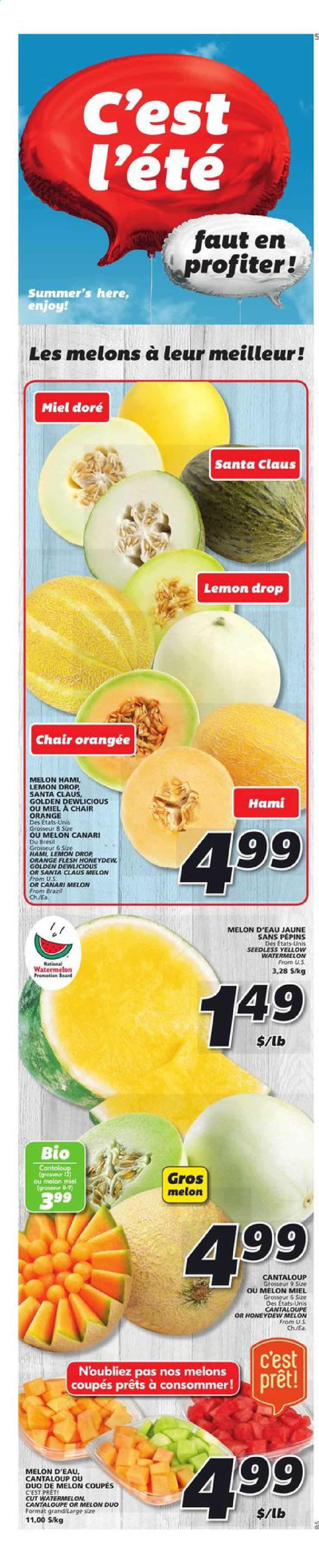 thumbnail - IGA Flyer - June 24, 2021 - June 30, 2021 - Sales products - cantaloupe, watermelon, melons, Santa. Page 14.