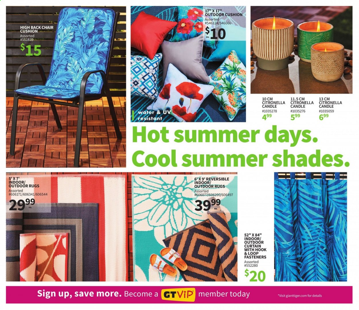 thumbnail - Giant Tiger Flyer - June 23, 2021 - July 06, 2021 - Sales products - shades, candle, cushion, curtain, chair, rug. Page 4.