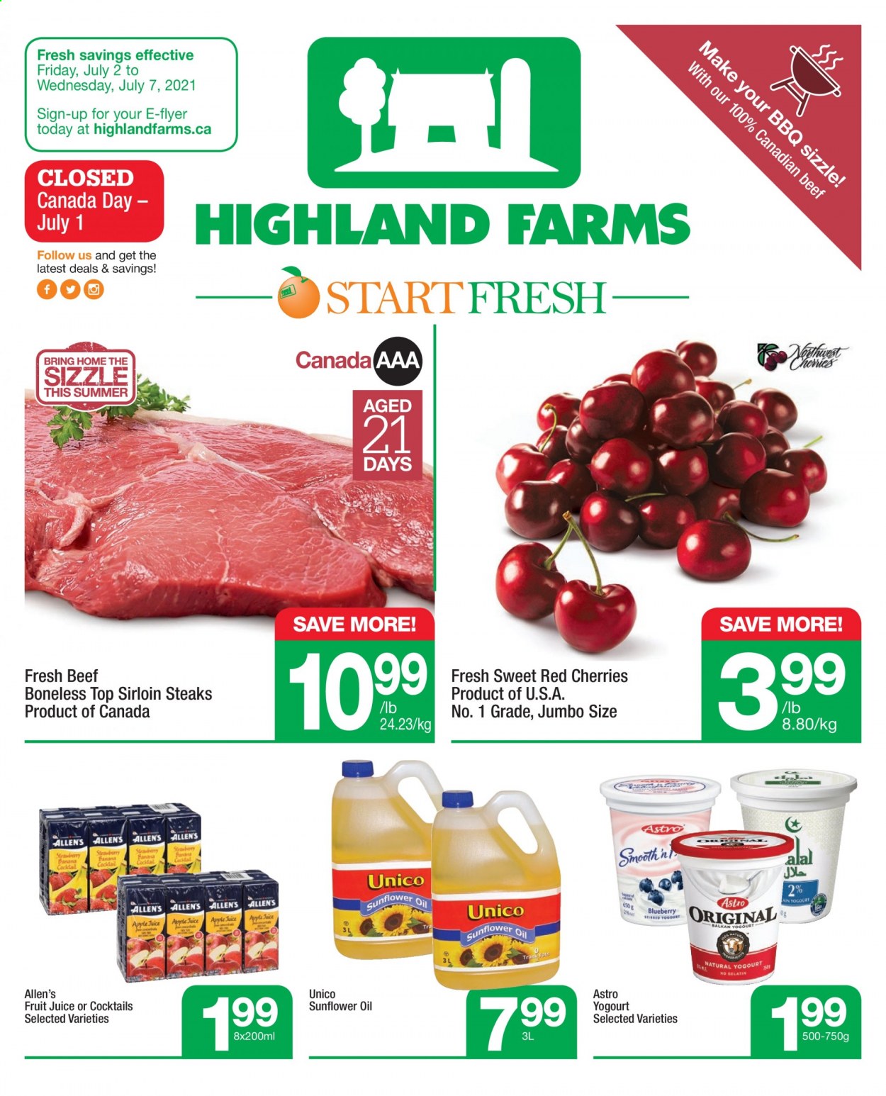 thumbnail - Circulaire Highland Farms - 02 Juillet 2021 - 07 Juillet 2021 - Produits soldés - steak. Page 1.