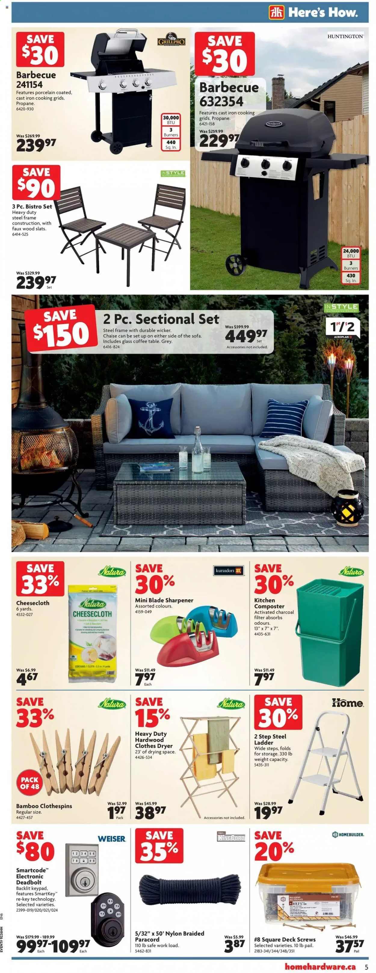 thumbnail - Home Hardware Flyer - July 01, 2021 - July 07, 2021 - Sales products - table, 2-piece sectional, sofa, coffee table, ladder, electronic deadbolt. Page 6.