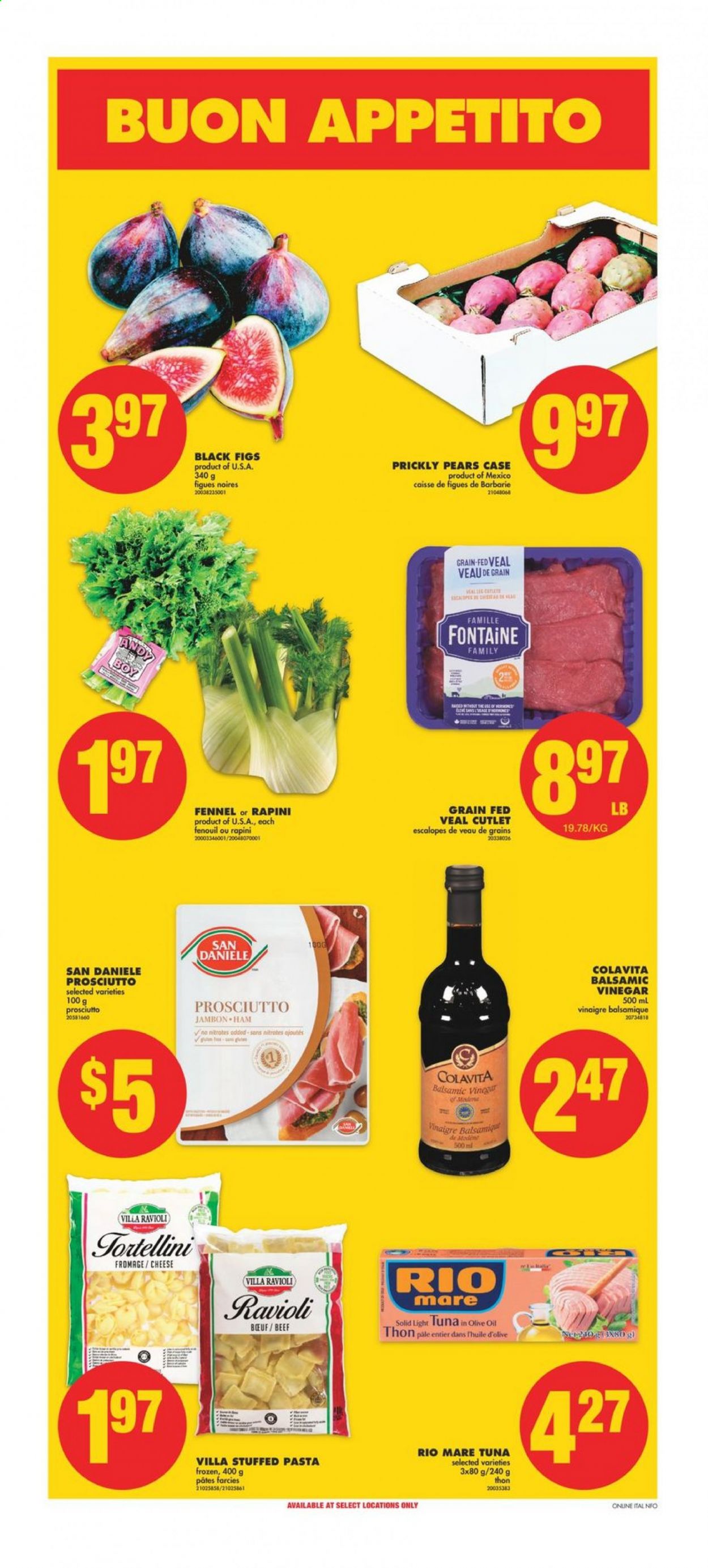 thumbnail - No Frills Flyer - July 08, 2021 - July 14, 2021 - Sales products - figs, pears, tuna, ravioli, pasta, tortellini, ham, prosciutto, cheese, light tuna, fennel, balsamic vinegar, vinegar, veal cutlet, veal meat. Page 11.