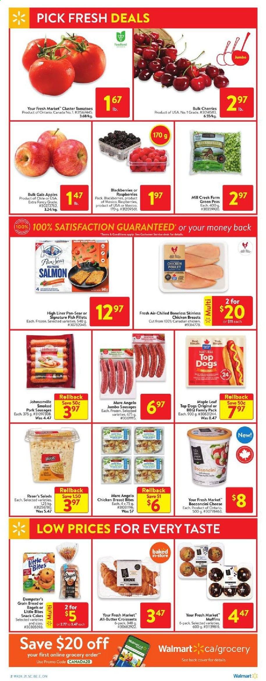 thumbnail - Circulaire Walmart - 08 Juillet 2021 - 14 Juillet 2021 - Produits soldés - croissant, poulet, viande de poulet. Page 2.