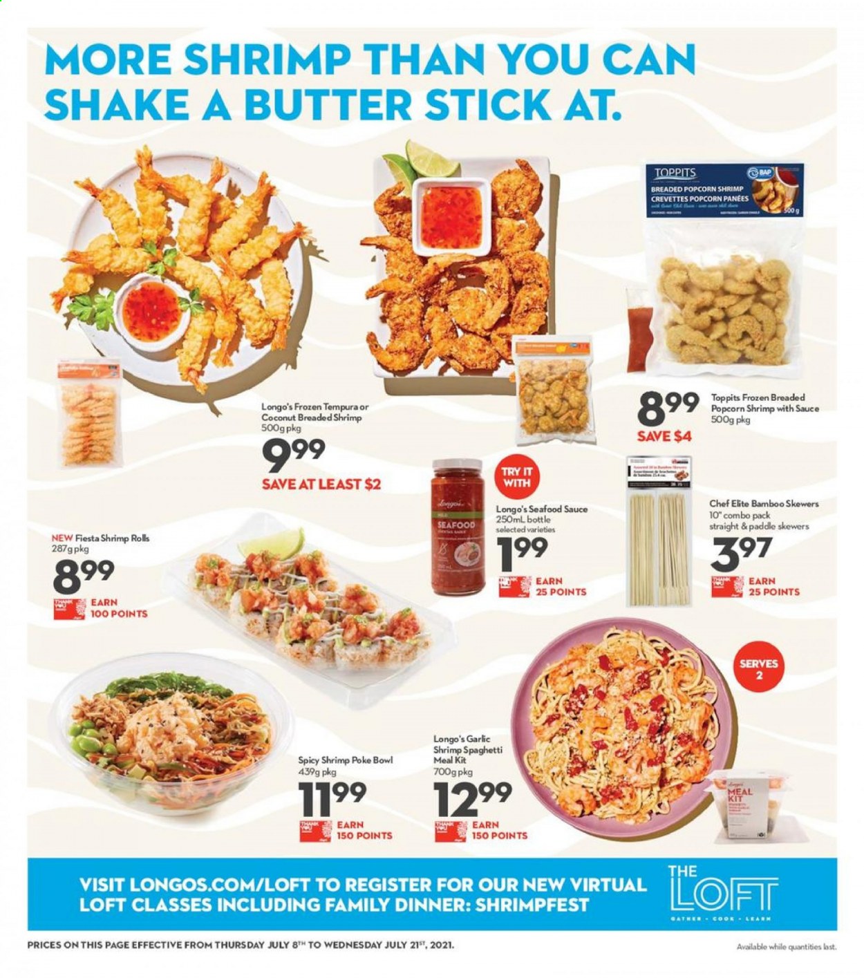 thumbnail - Longo's Flyer - July 08, 2021 - July 21, 2021 - Sales products - garlic, seafood, shrimps, spaghetti, shake, butter. Page 4.
