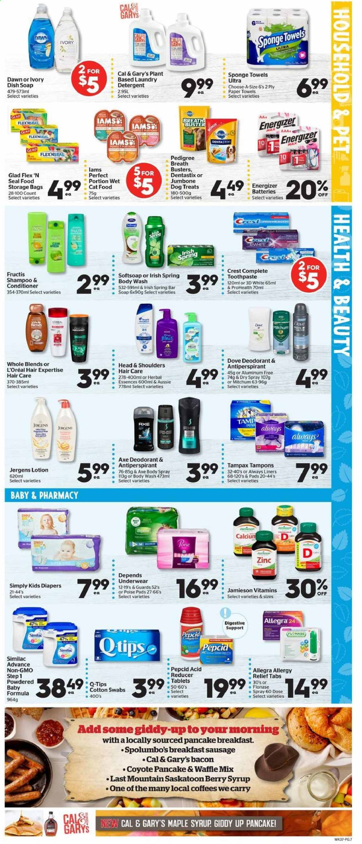 thumbnail - Co-op Flyer - July 15, 2021 - July 21, 2021 - Sales products - pancakes, bacon, sausage, maple syrup, syrup, Similac, Pepcid, zinc, allergy relief, shampoo, Tampax, Head & Shoulders, deodorant. Page 10.