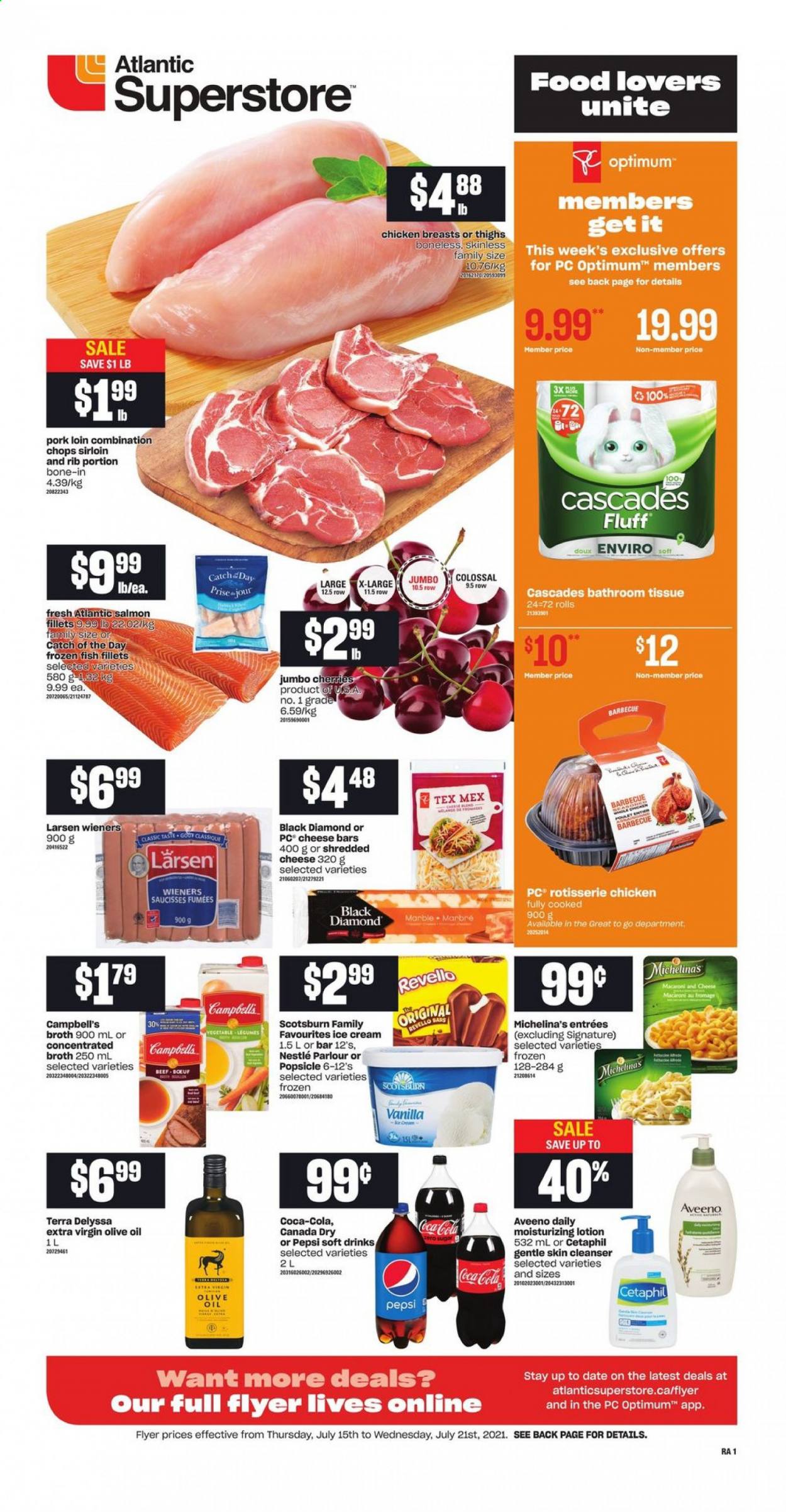 thumbnail - Circulaire Atlantic Superstore - 15 Juillet 2021 - 21 Juillet 2021 - Produits soldés - poulet, viande de poulet, saucisse, Nestlé, Pepsi. Page 1.