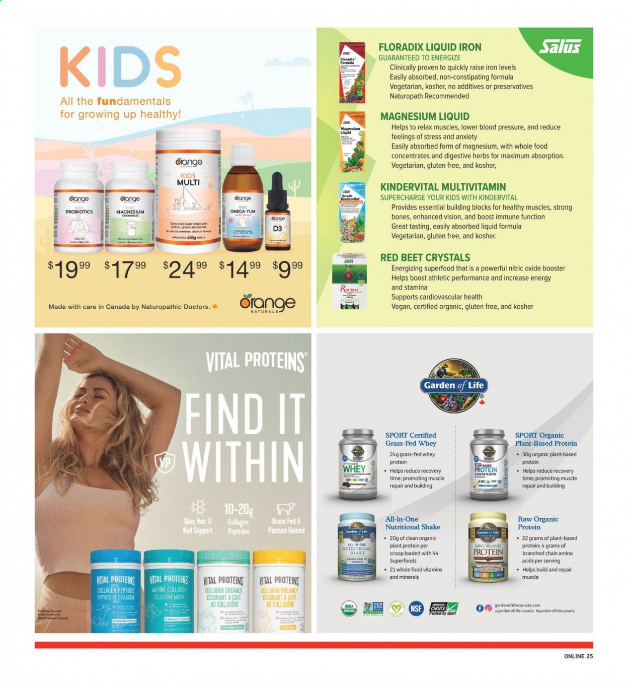 thumbnail - Fortinos Flyer - July 15, 2021 - July 21, 2021 - Sales products - shake, creamer, salt, plant protein, herbs, Boost, iron, building blocks, magnesium, multivitamin, probiotics, whey protein, Vital Proteins, vitamin D3. Page 24.