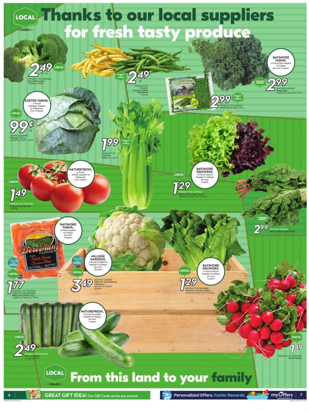 thumbnail - Sobeys Flyer - July 22, 2021 - July 28, 2021 - Sales products - beans, broccoli, cabbage, carrots, cauliflower, celery, radishes, tomatoes, kale, peas, lettuce. Page 6.